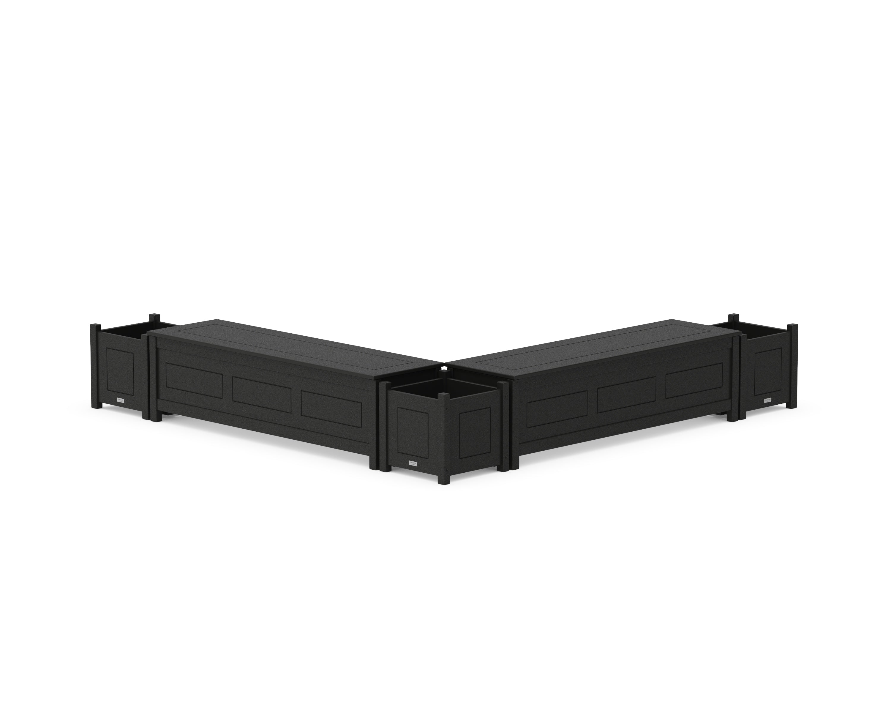 Country Living 60" Country Living L- Shaped Planter Storage Bench Corner Set in Black