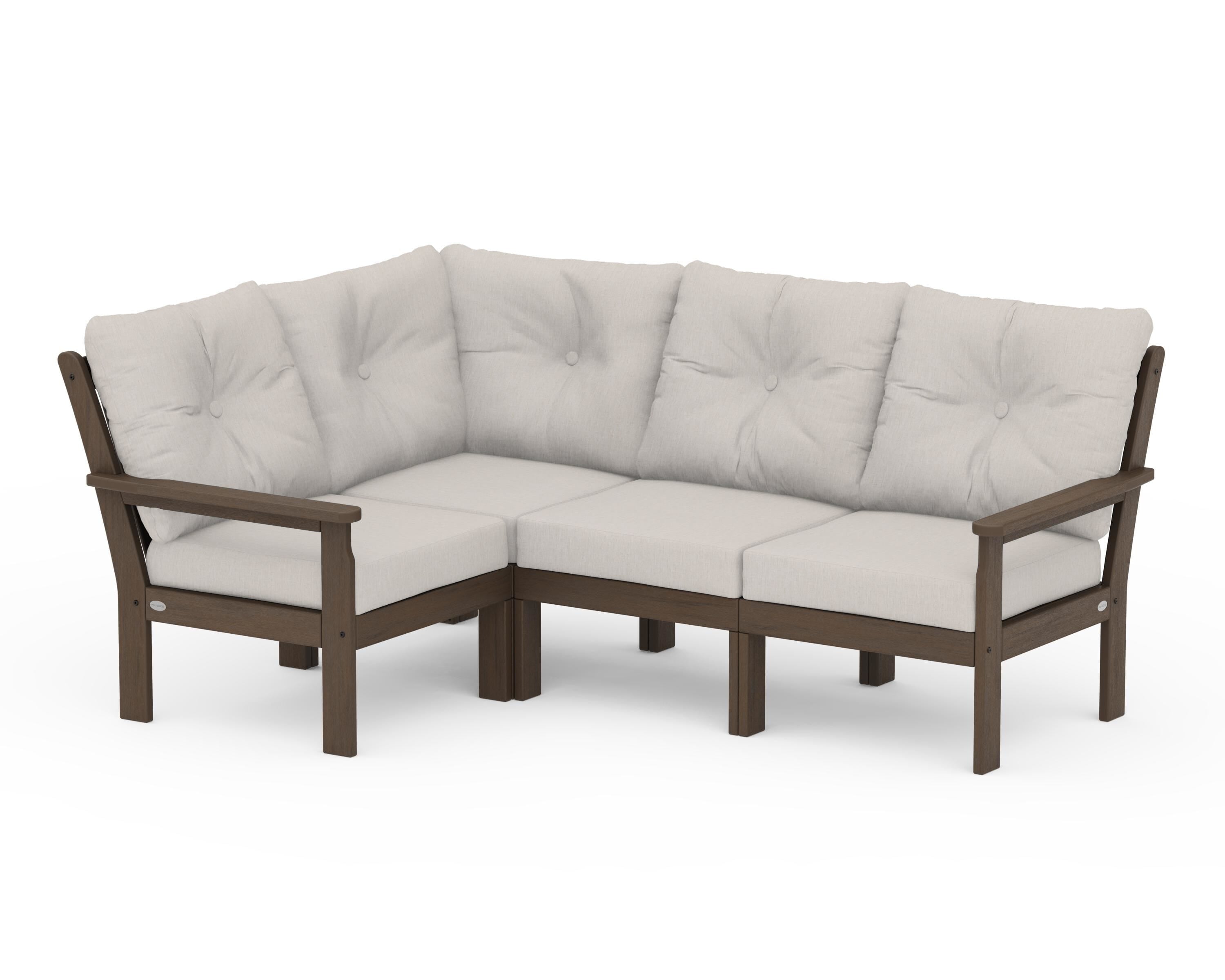 POLYWOOD Vineyard 4-Piece Sectional in Kona / Cast Ash