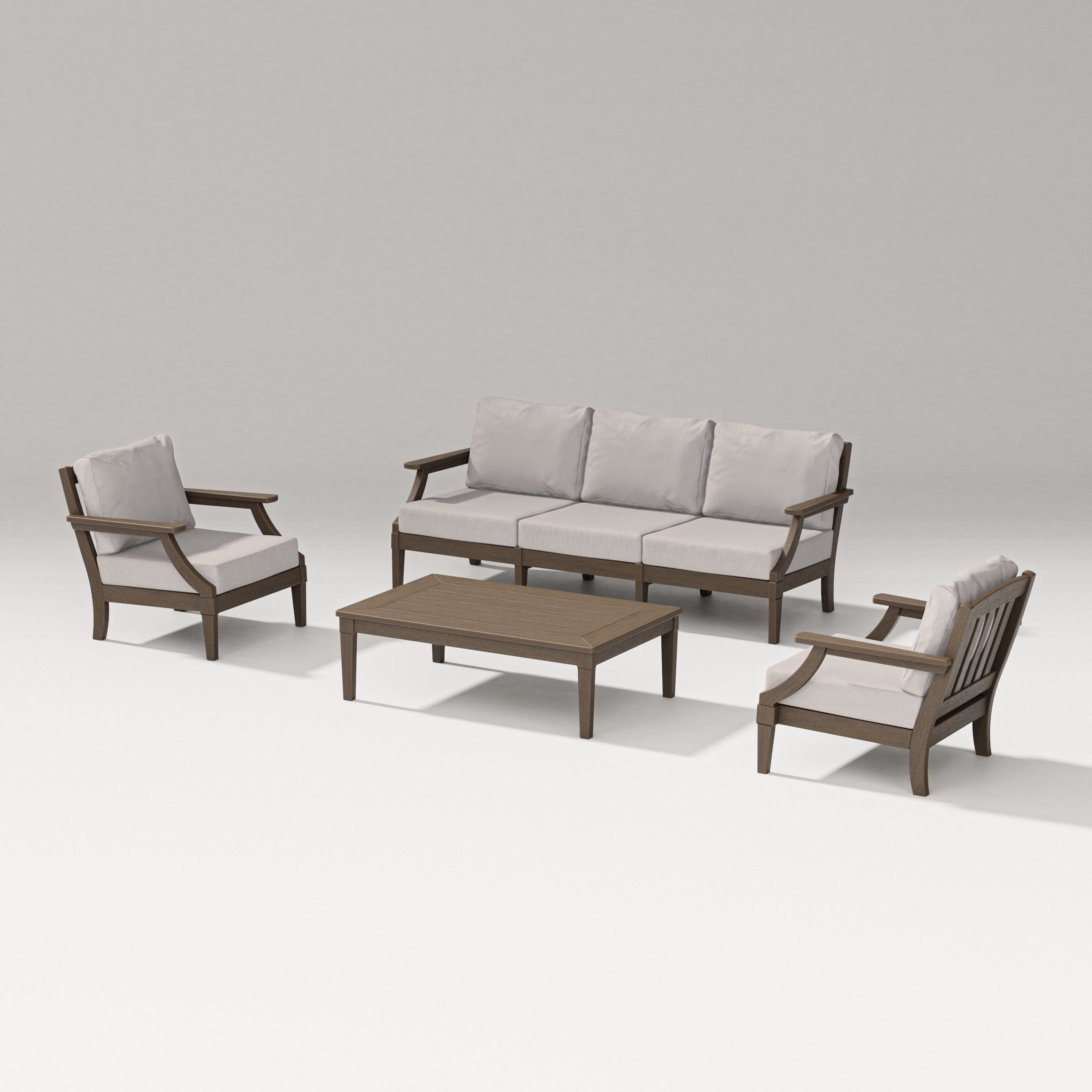 PW Designer Series Estate 4-Piece Lounge Sofa Set in Kona / Dune Burlap