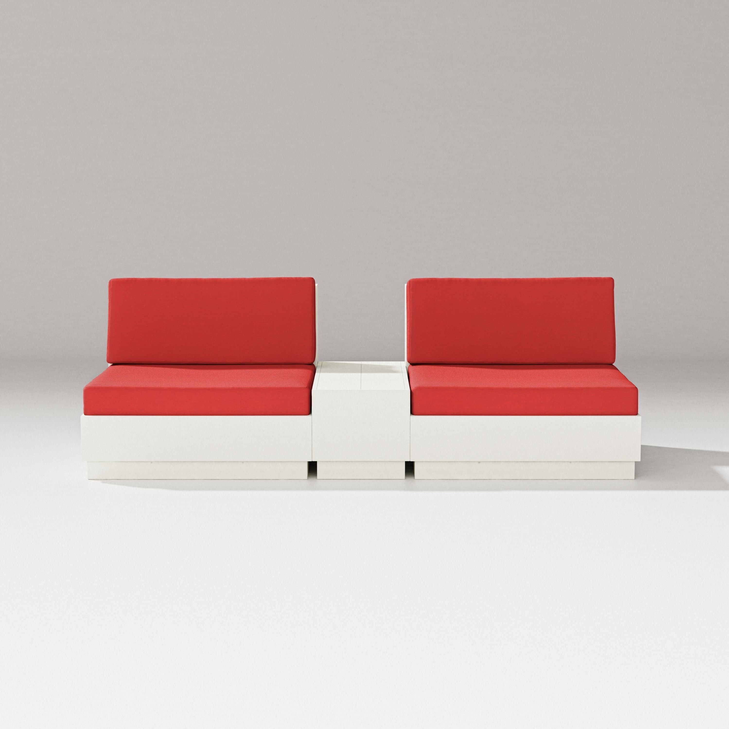 PW Designer Series Elevate Lounge Chair Set in Vintage White / Crimson Linen