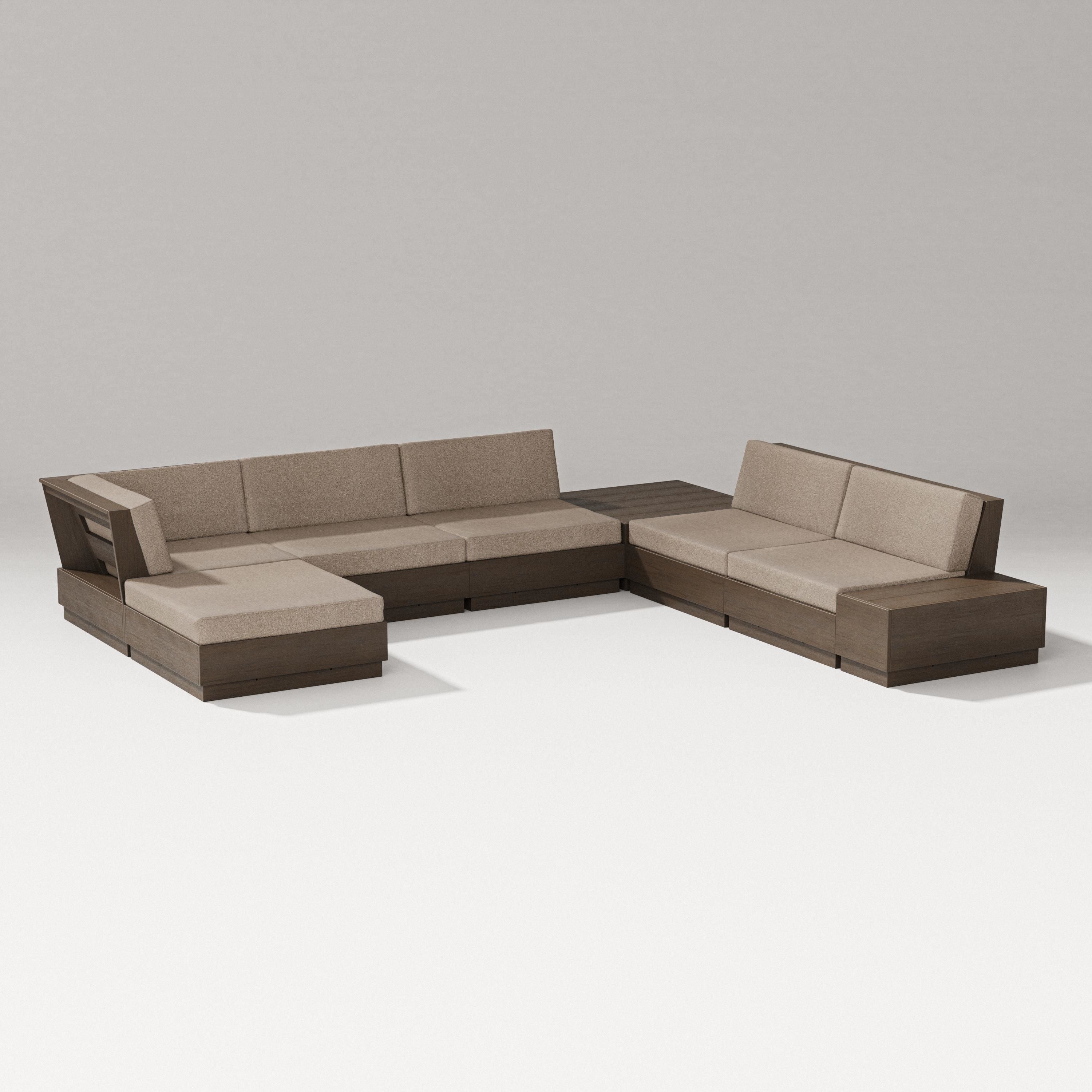 PW Designer Series Elevate 8-Piece Corner Sectional in Kona / Spiced Burlap
