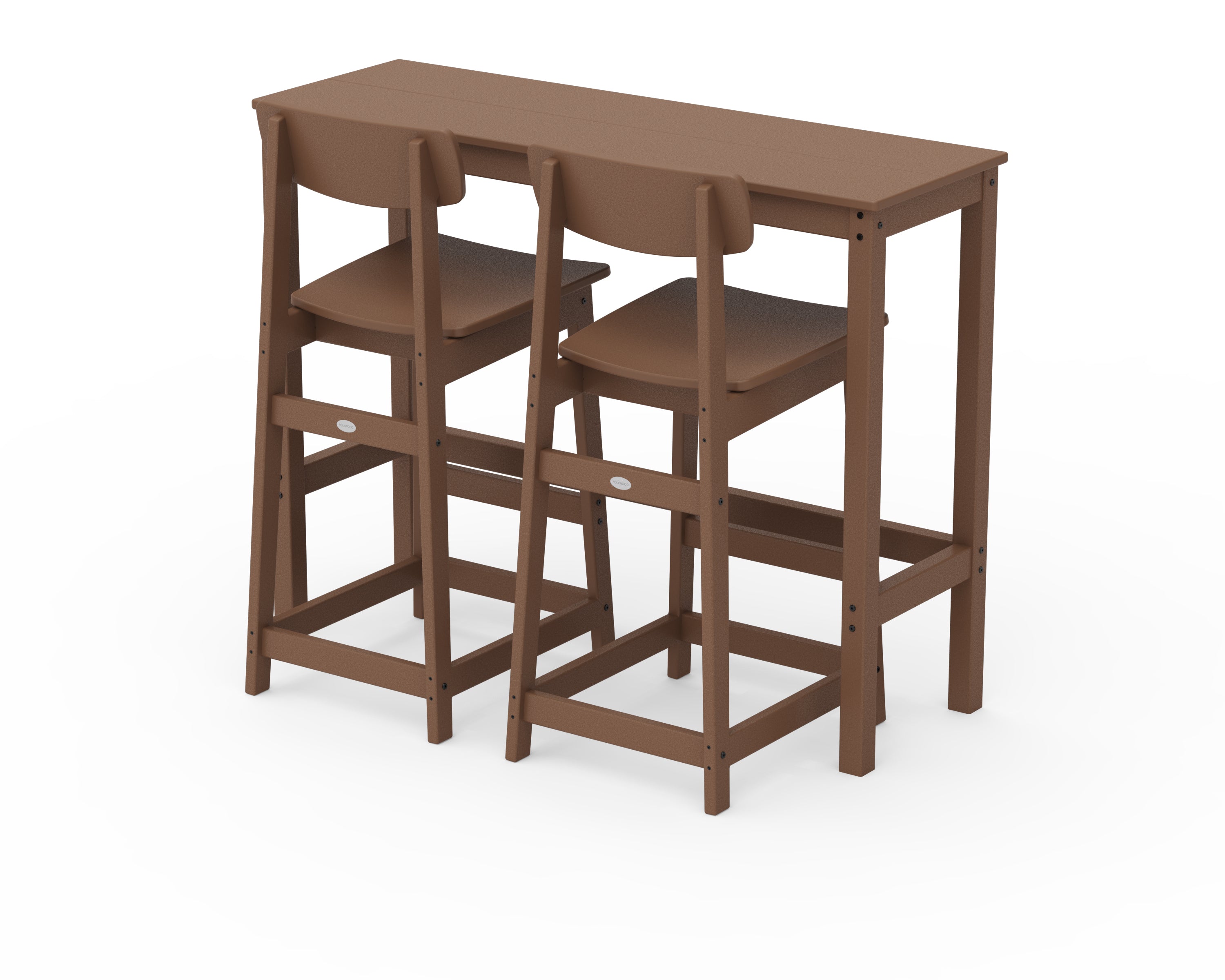 POLYWOOD Modern Studio Urban Bar Chair 3-Piece Balcony Set in Teak