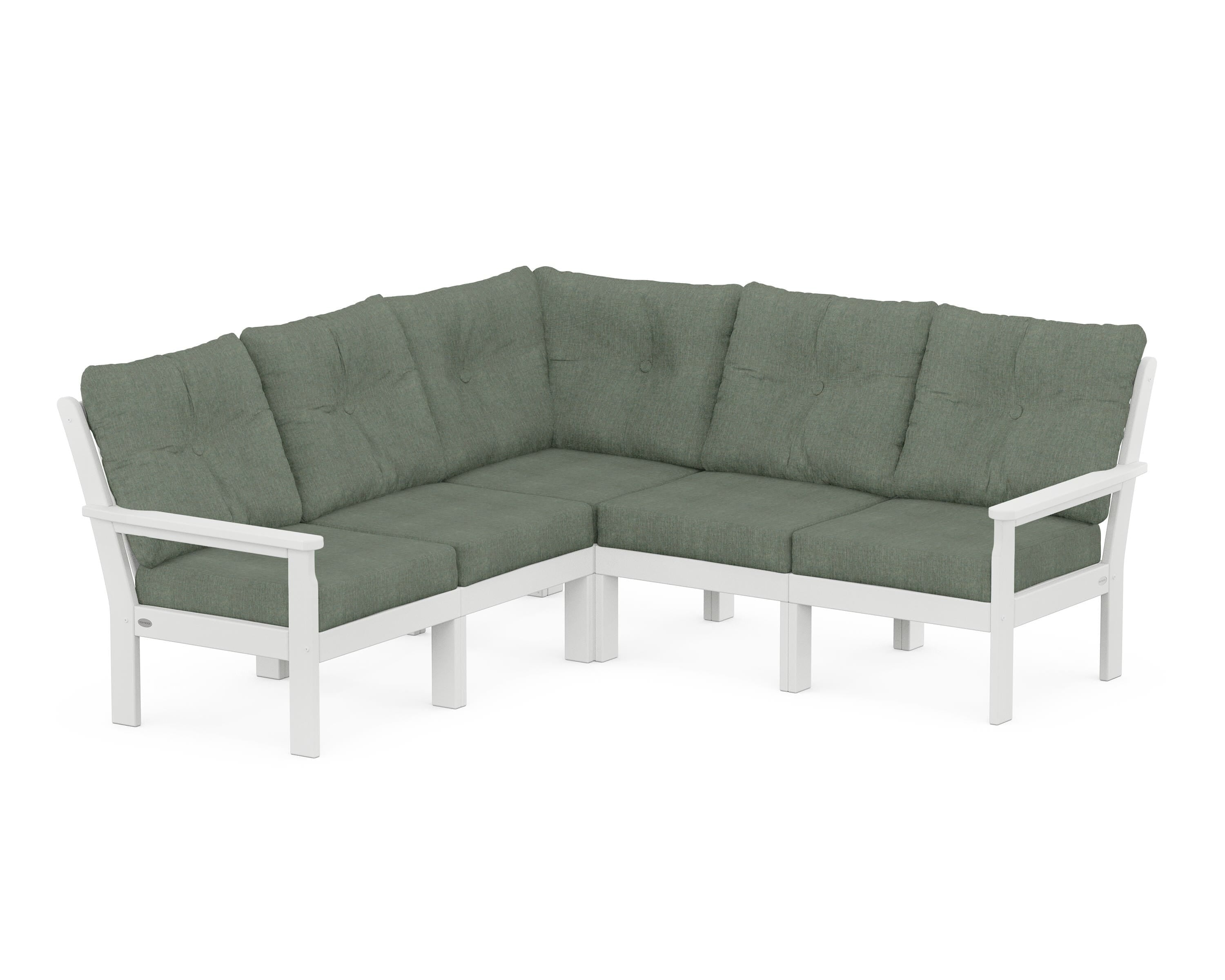 POLYWOOD Vineyard 5-Piece Sectional in White / Cast Sage