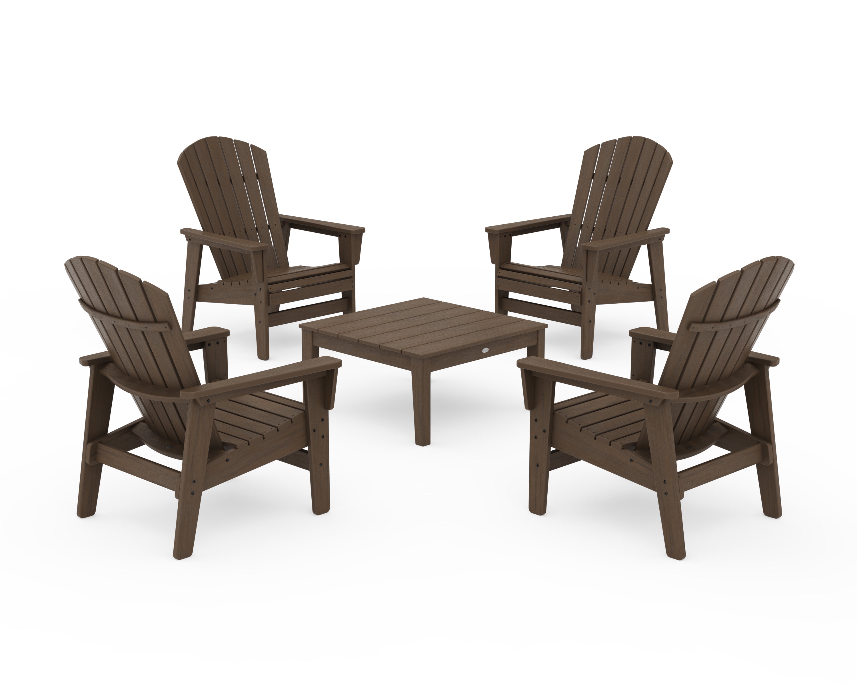 POLYWOOD 5-Piece Nautical Grand Upright Adirondack Chair Conversation Group in Kona
