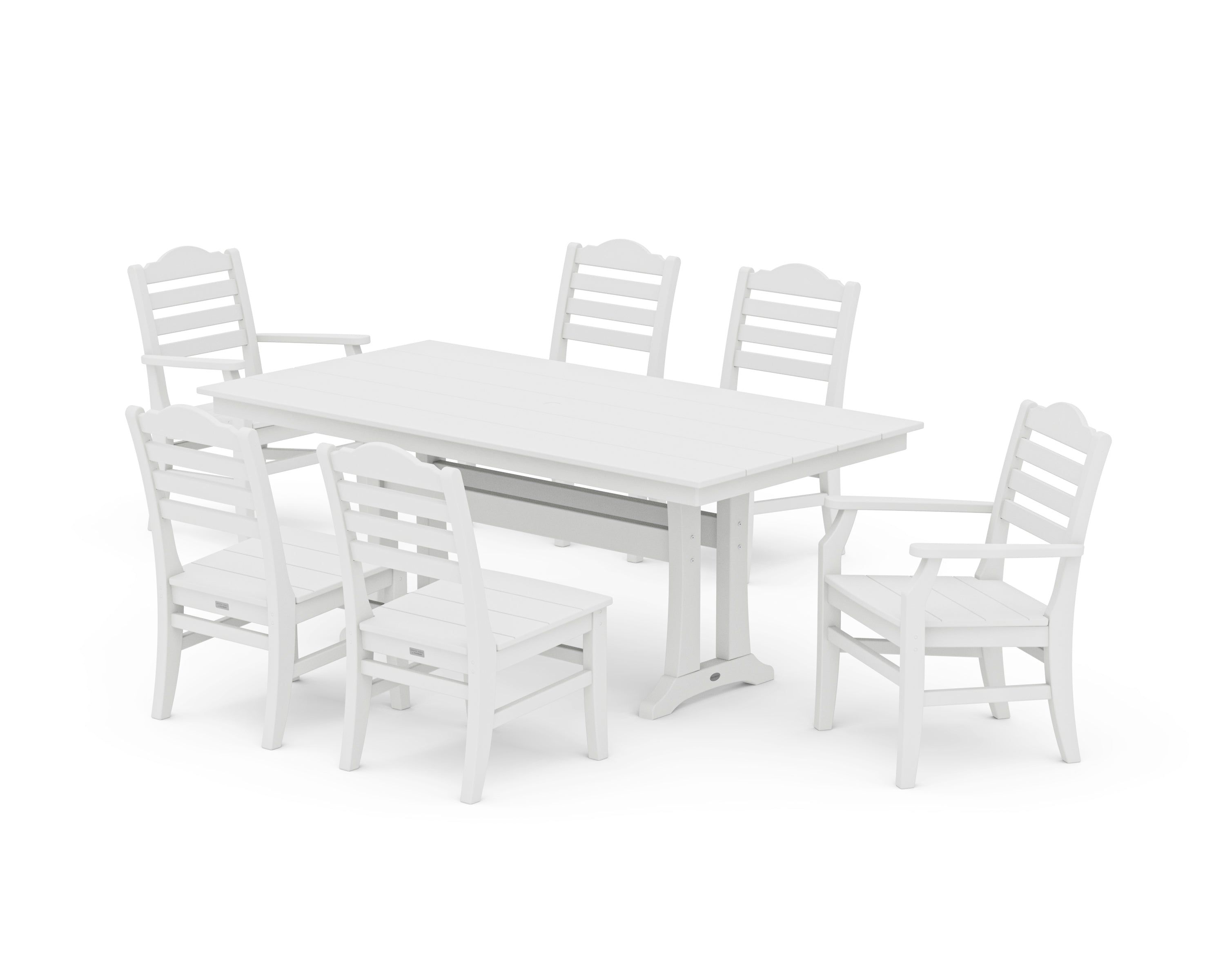 POLYWOOD Savannah 7-Piece Farmhouse Dining Set with Trestle Legs in White