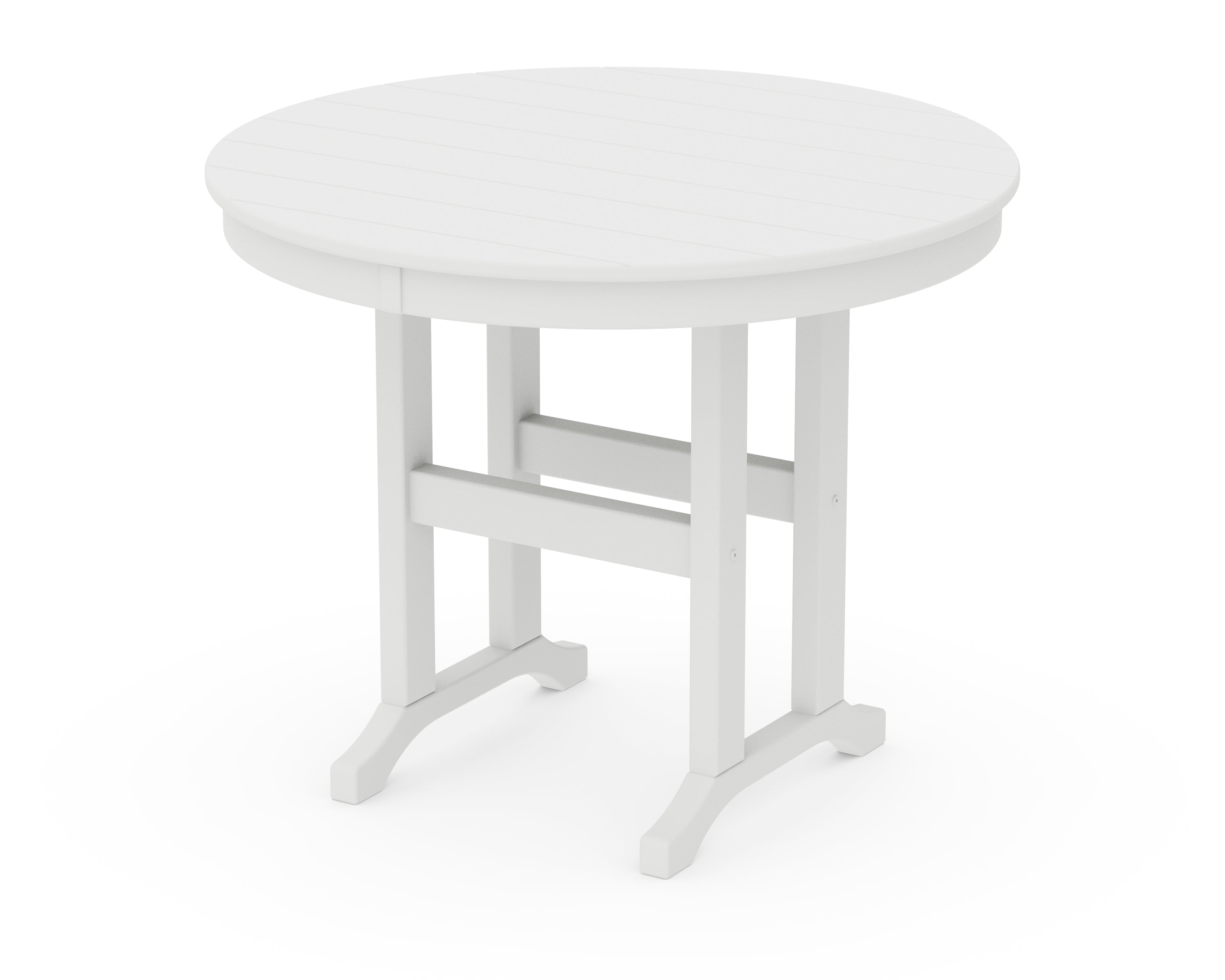 POLYWOOD 36" Round Farmhouse Dining Table in White