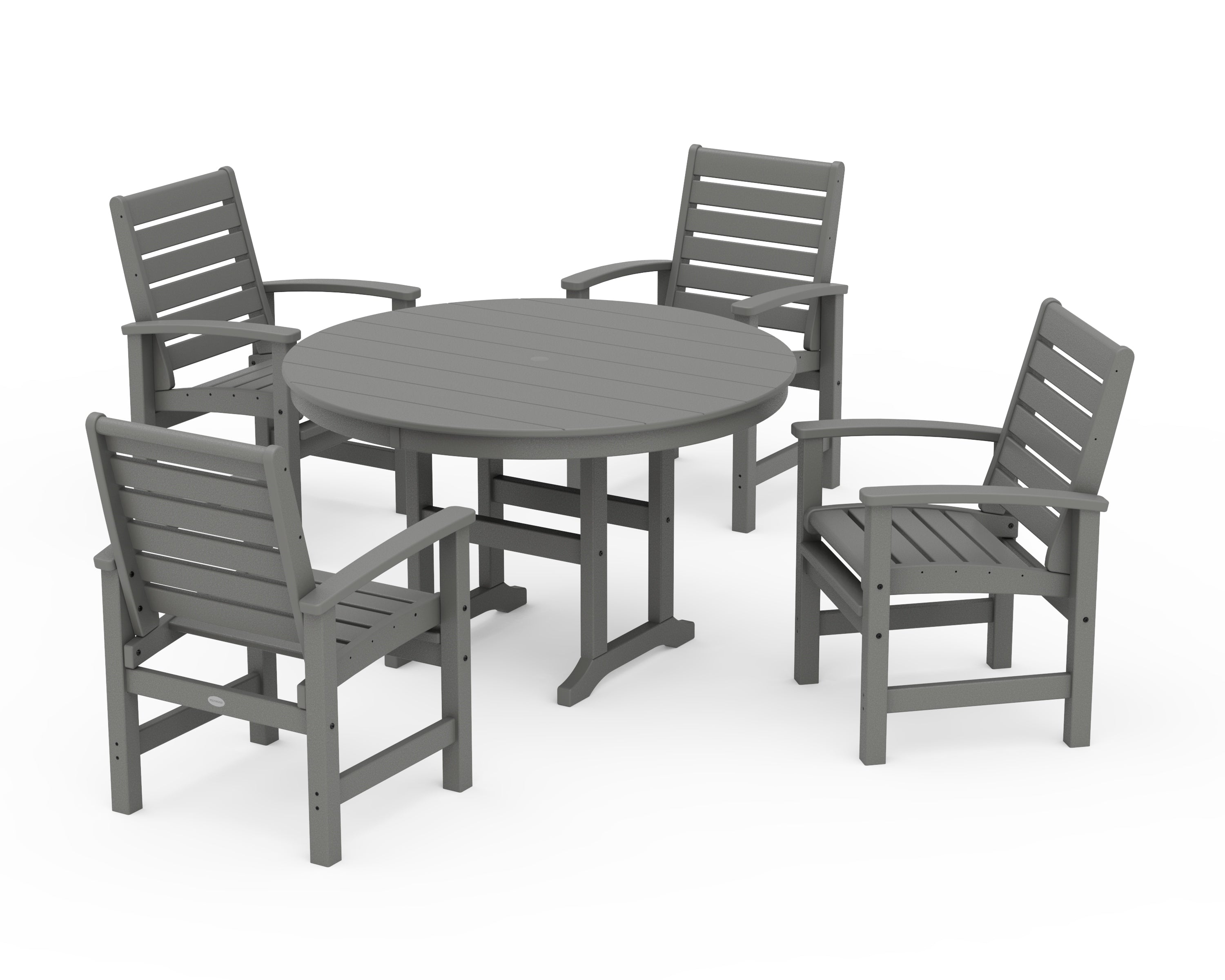 POLYWOOD Signature 5-Piece Round Farmhouse Dining Set in Slate Grey