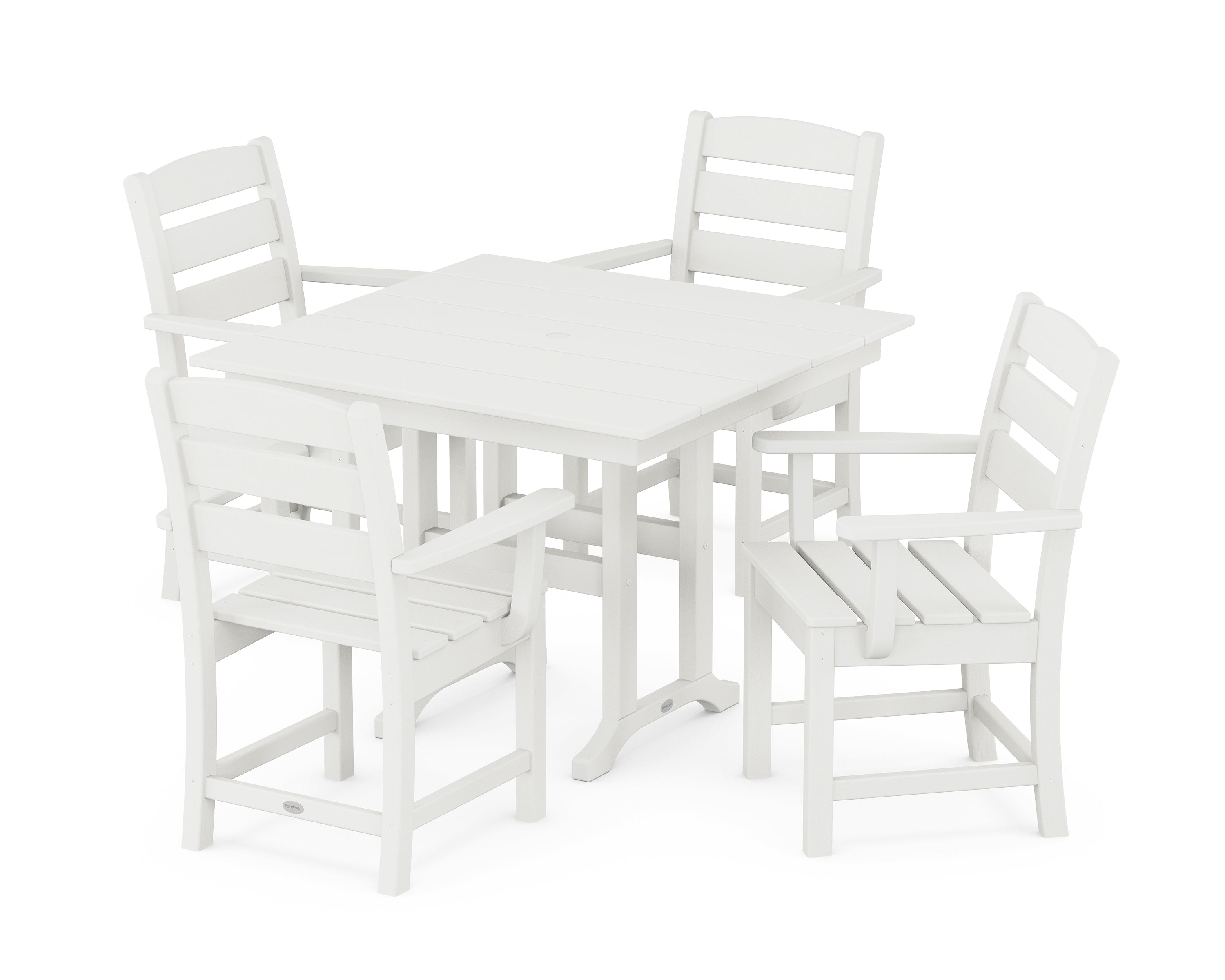 POLYWOOD Lakeside 5-Piece Farmhouse Dining Set in Vintage White