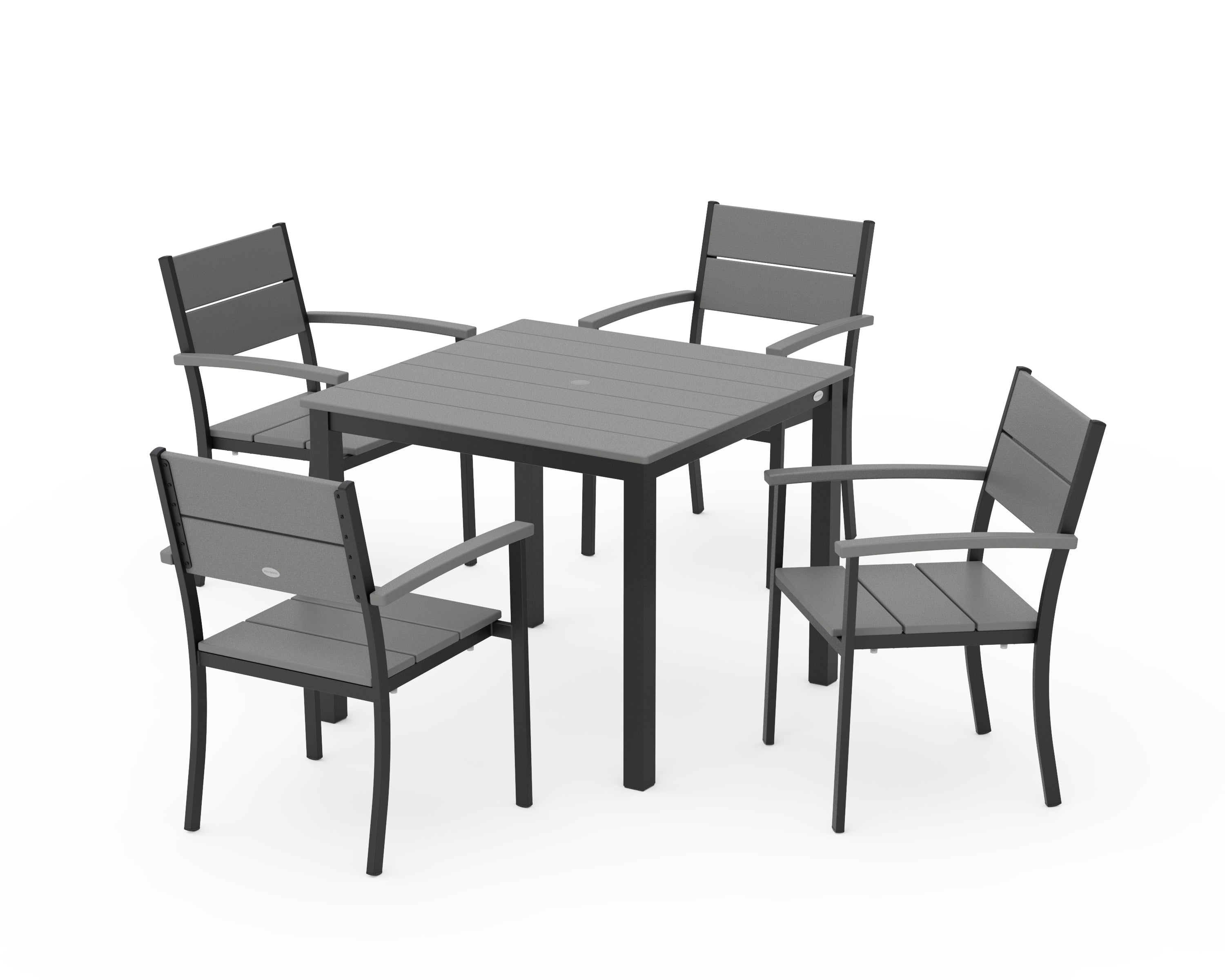 POLYWOOD Main Street 5-Piece Dining Set in Black / Slate Grey