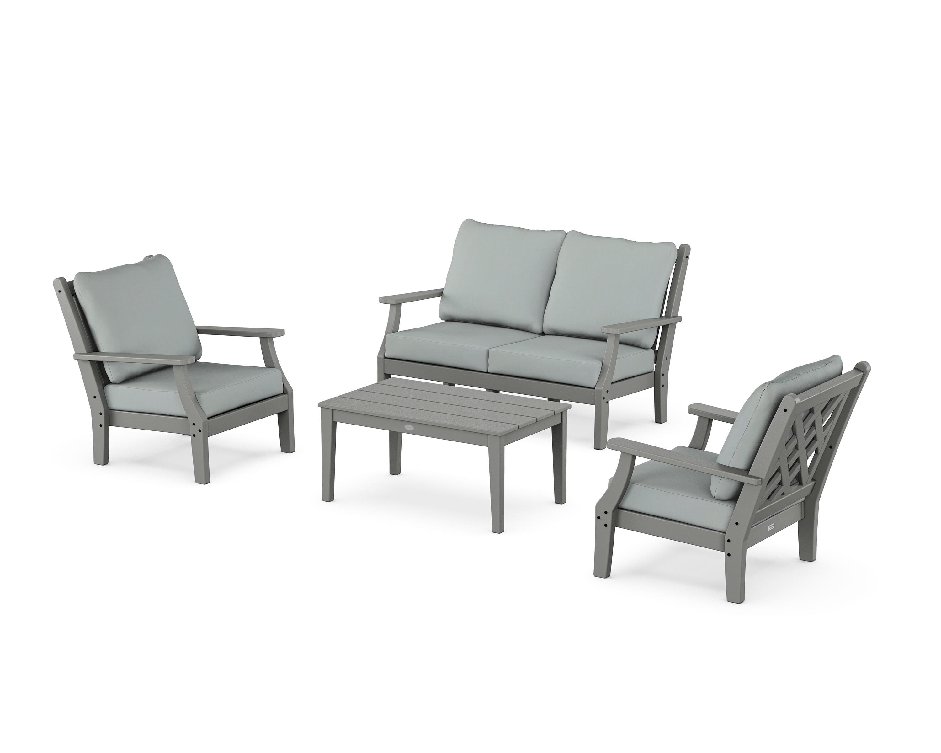 Country Living Wovendale 4-Piece Deep Seating Set with Loveseat in Slate Grey / Spa