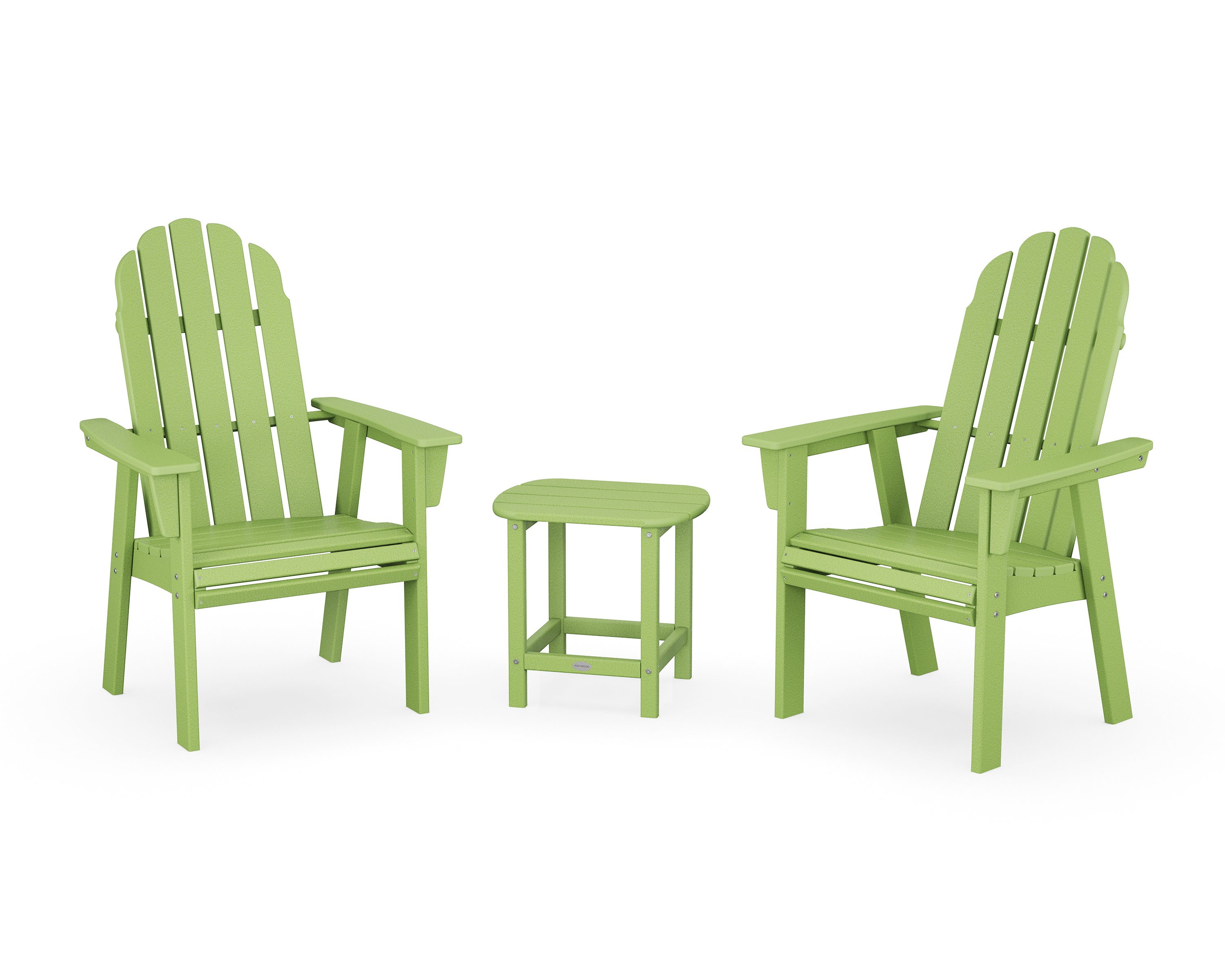 POLYWOOD Vineyard 3-Piece Curveback Upright Adirondack Chair Set in Lime