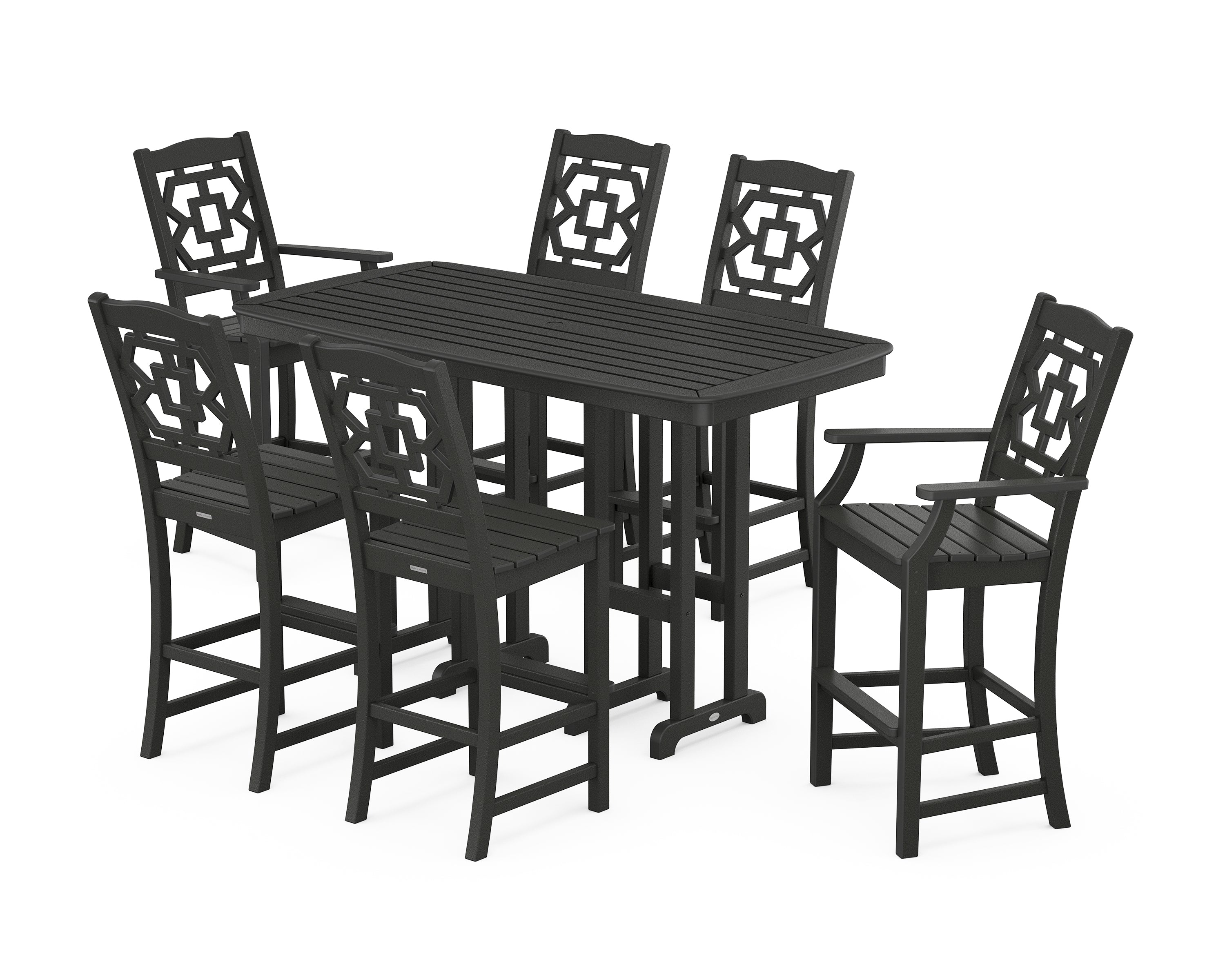 Martha Stewart by POLYWOOD Chinoiserie 7-Piece Bar Set in Black