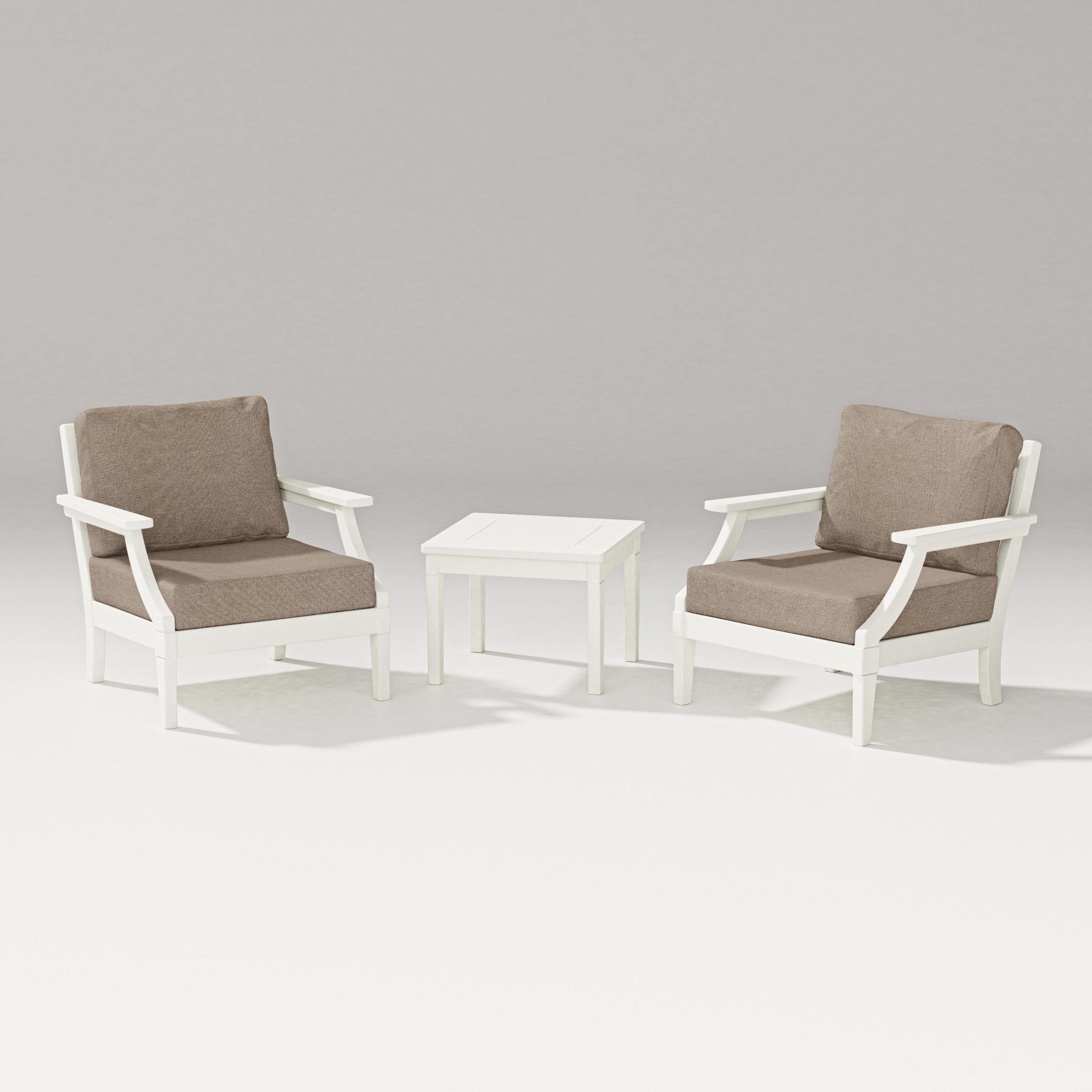 PW Designer Series Estate 3-Piece Lounge Chair Set in Vintage White / Spiced Burlap
