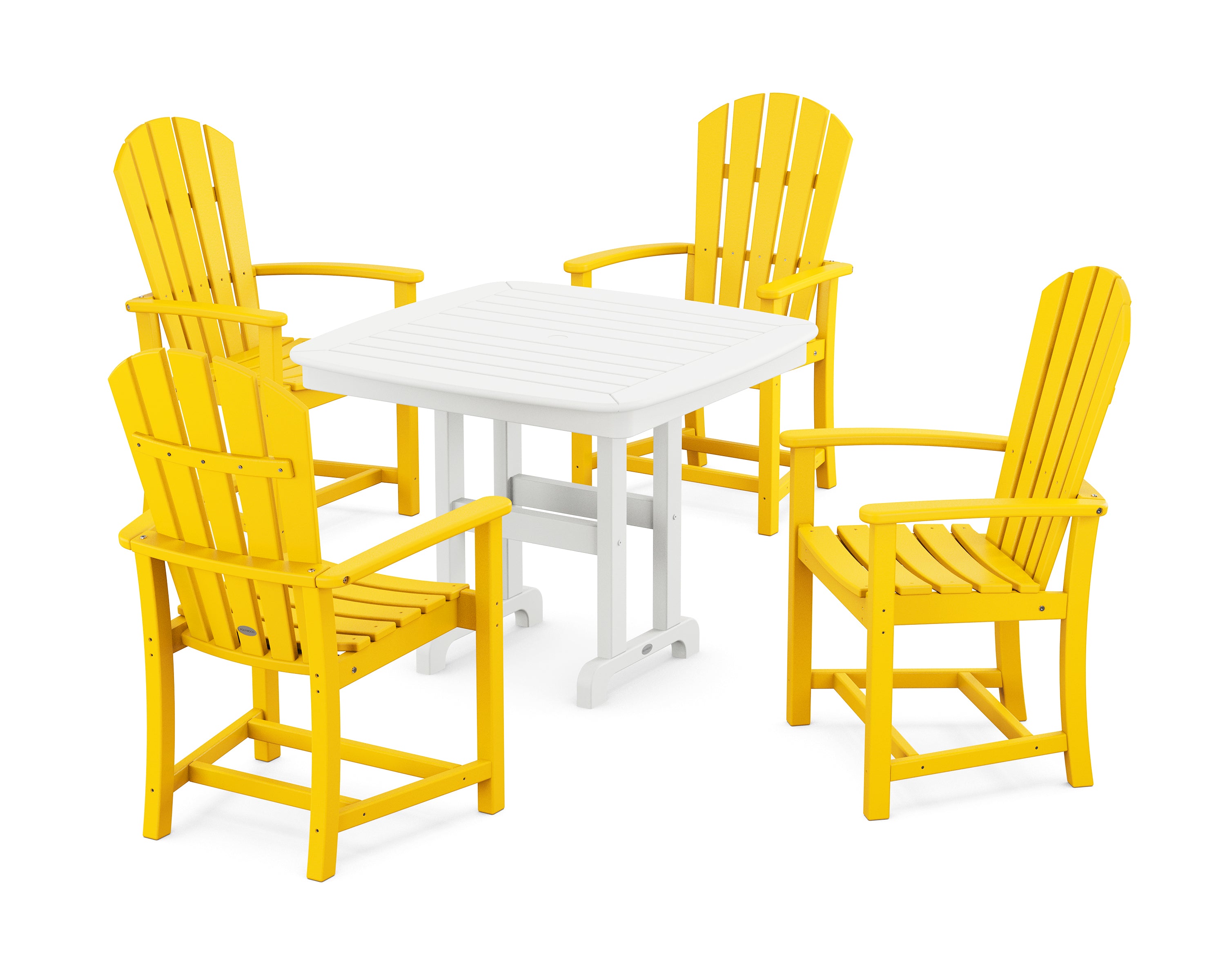 POLYWOOD Palm Coast 5-Piece Dining Set in Lemon / White