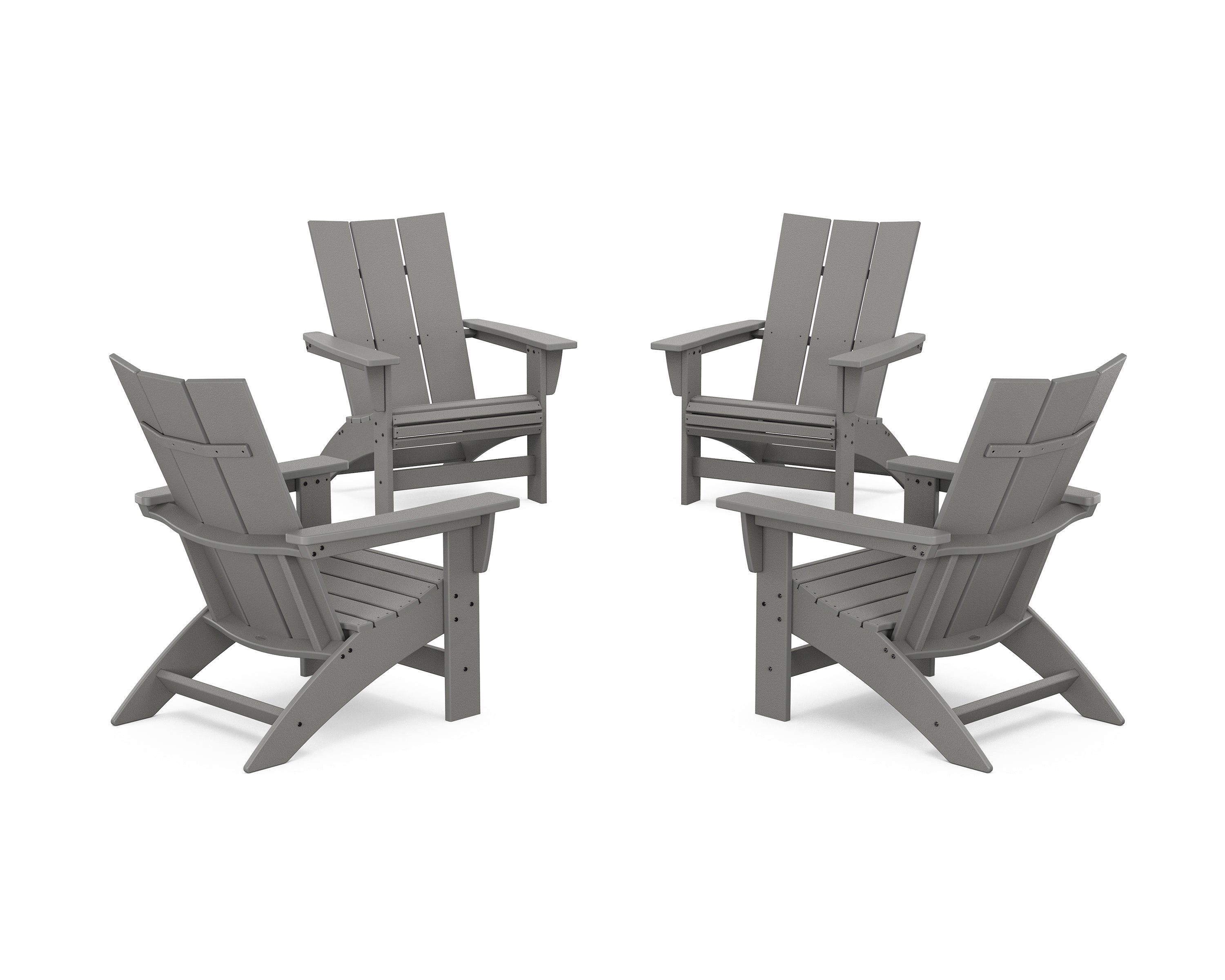 POLYWOOD 4-Piece Modern Grand Adirondack Chair Conversation Set in Slate Grey