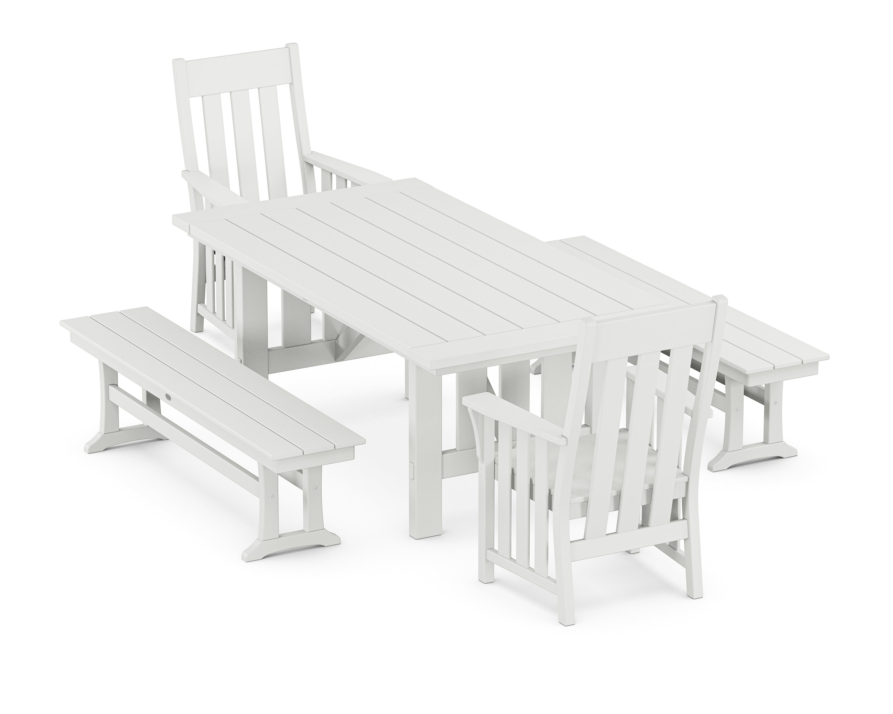 Martha Stewart by POLYWOOD Acadia 5-Piece Dining Set with Benches in White