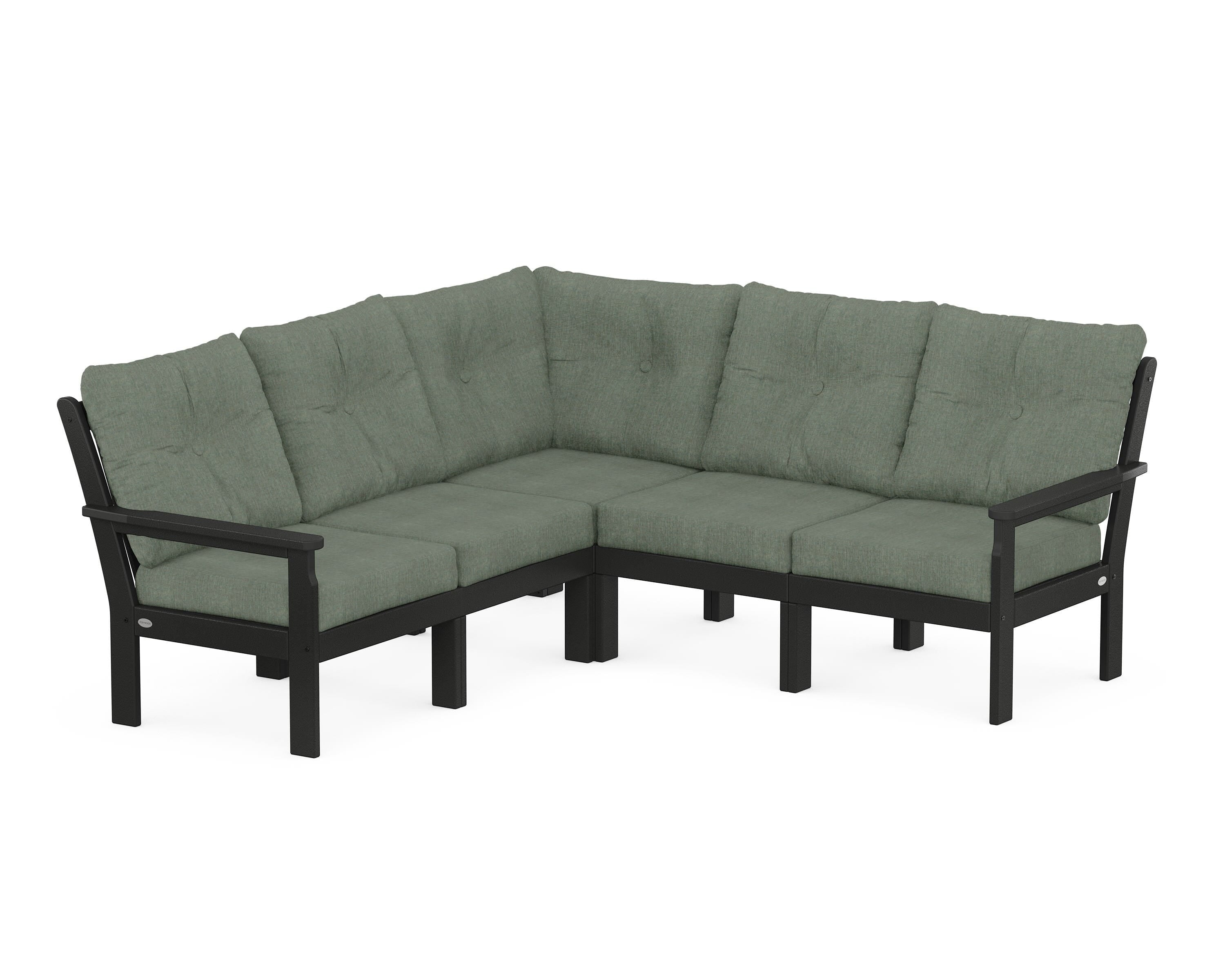 POLYWOOD Vineyard 5-Piece Sectional in Black / Cast Sage