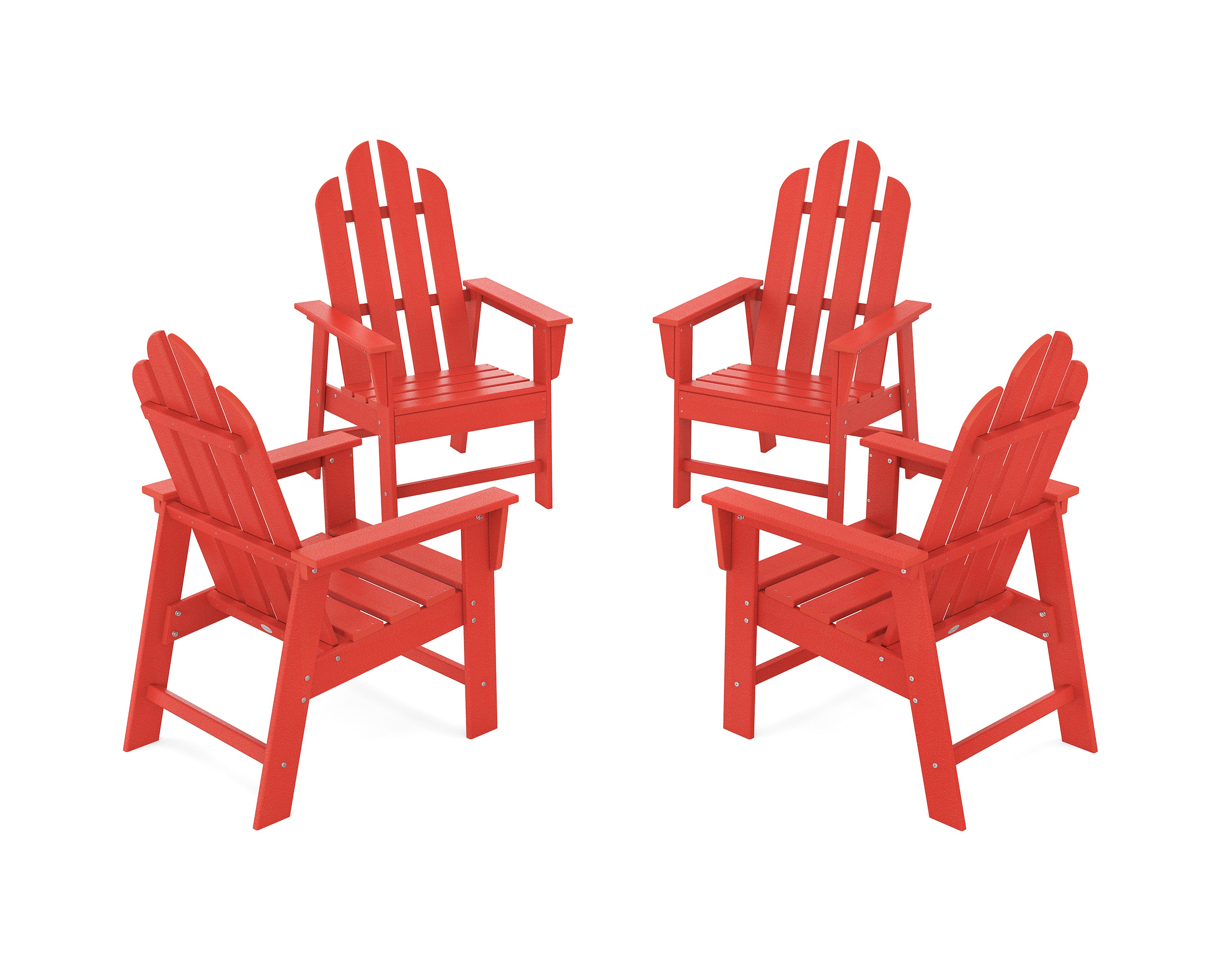 POLYWOOD Long Island 4-Piece Upright Adirondack Conversation Set in Sunset Red