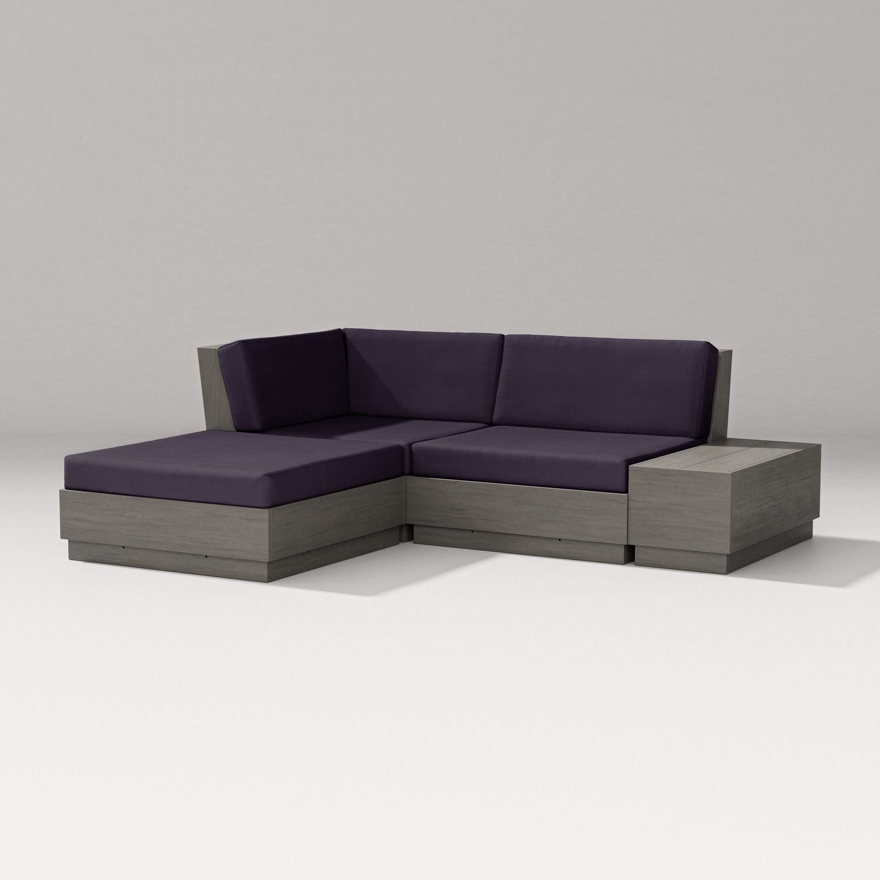 PW Designer Series Elevate Loveseat Sectional with Chaise in Driftwood / Navy Linen