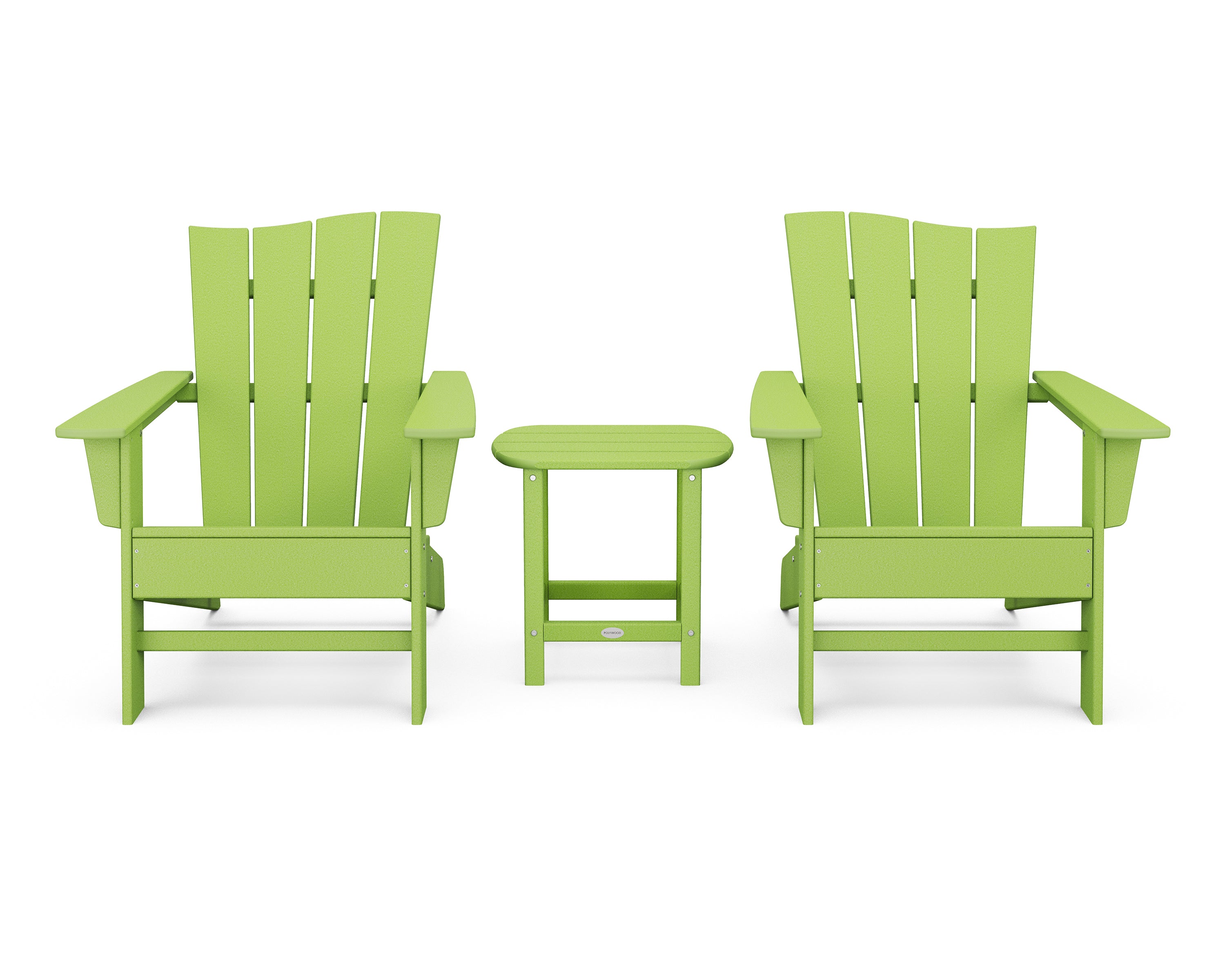 POLYWOOD Wave 3-Piece Adirondack Chair Set in Lime