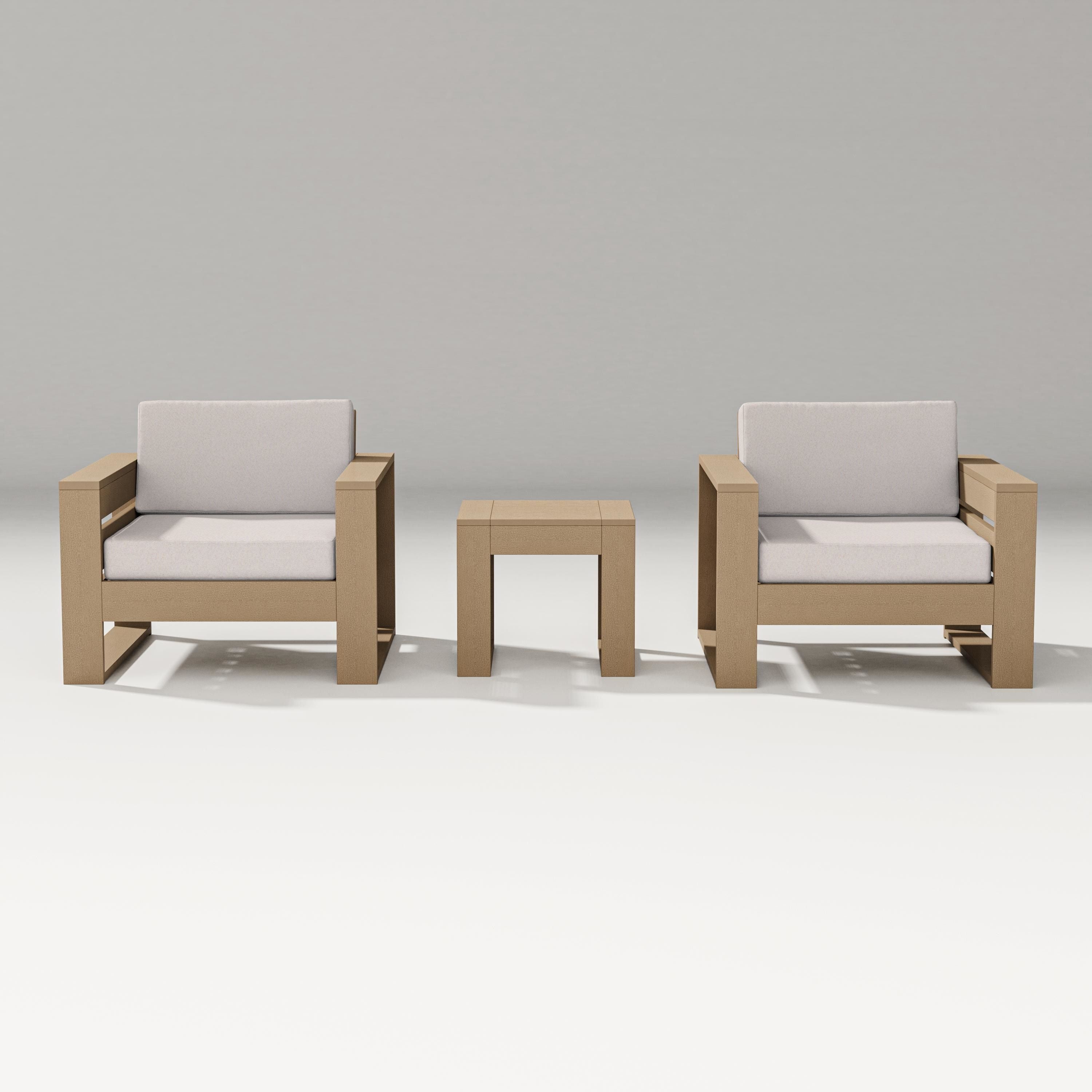 PW Designer Series Latitude 3-Piece Lounge Chair Set in Vintage Sahara / Dune Burlap