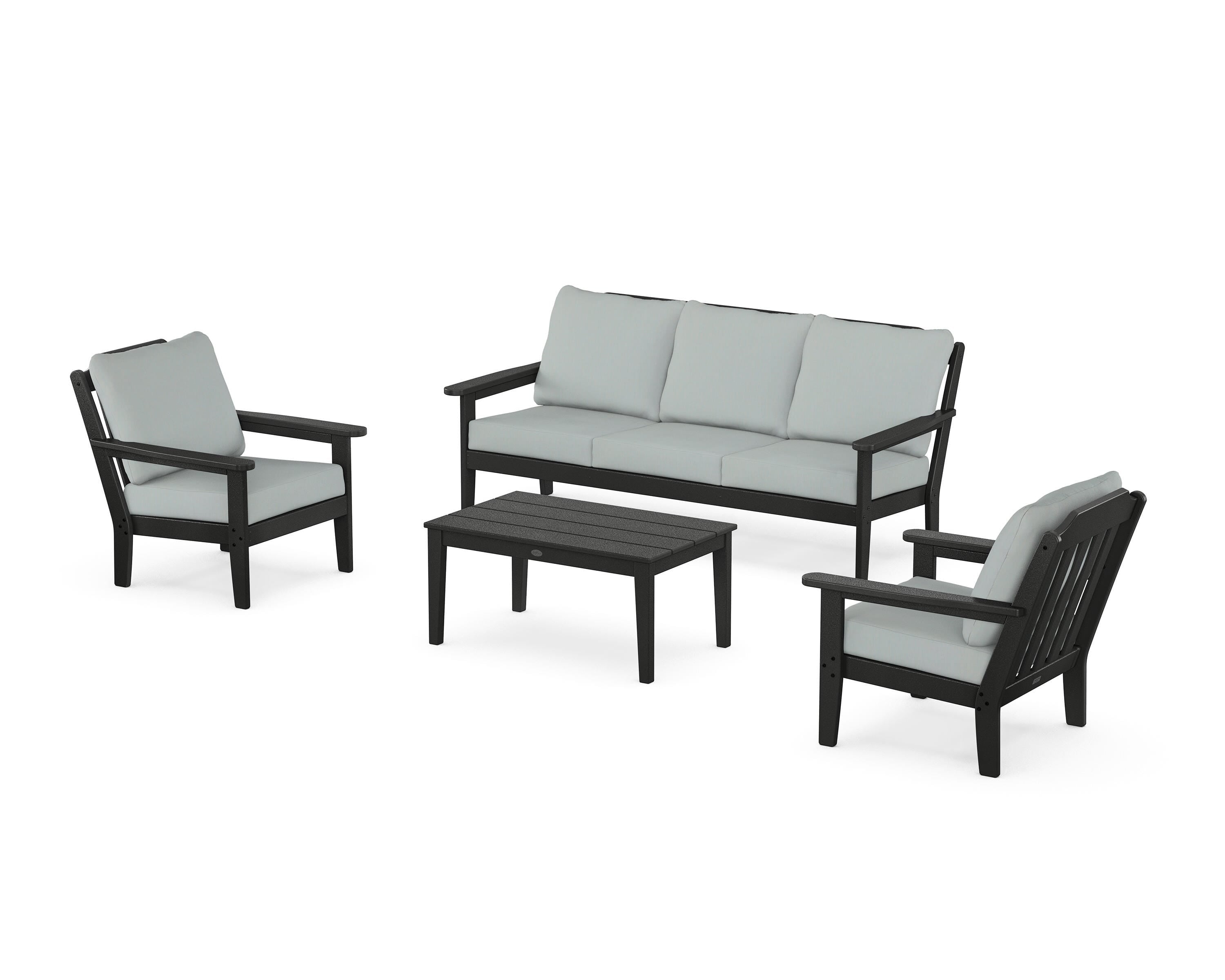 Country Living Cottage 4-Piece Deep Seating Set with Sofa in Black / Spa