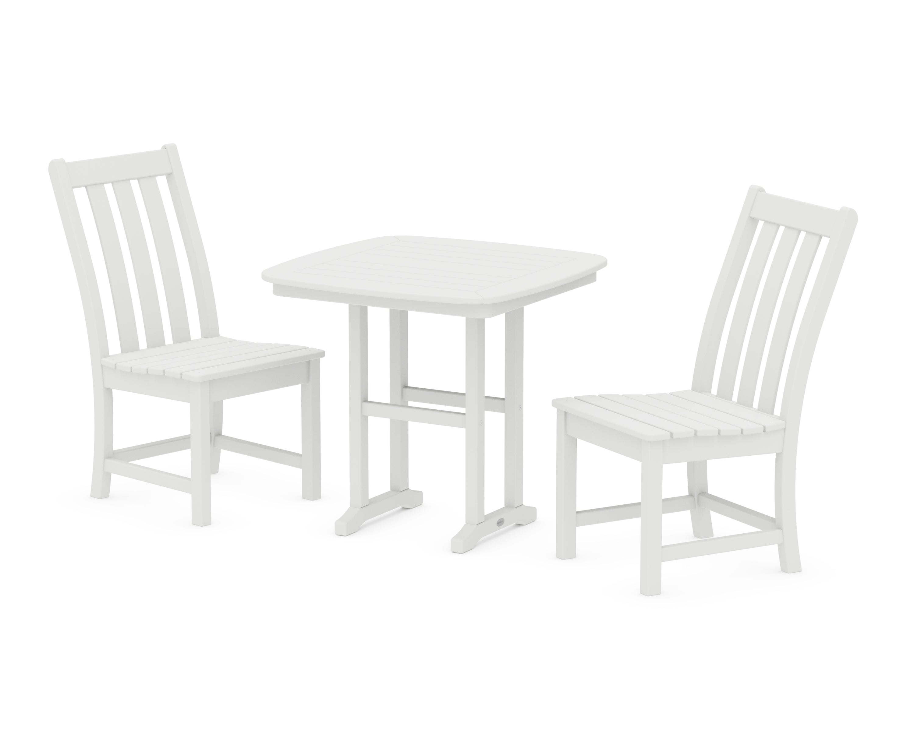 POLYWOOD Vineyard Side Chair 3-Piece Dining Set in White
