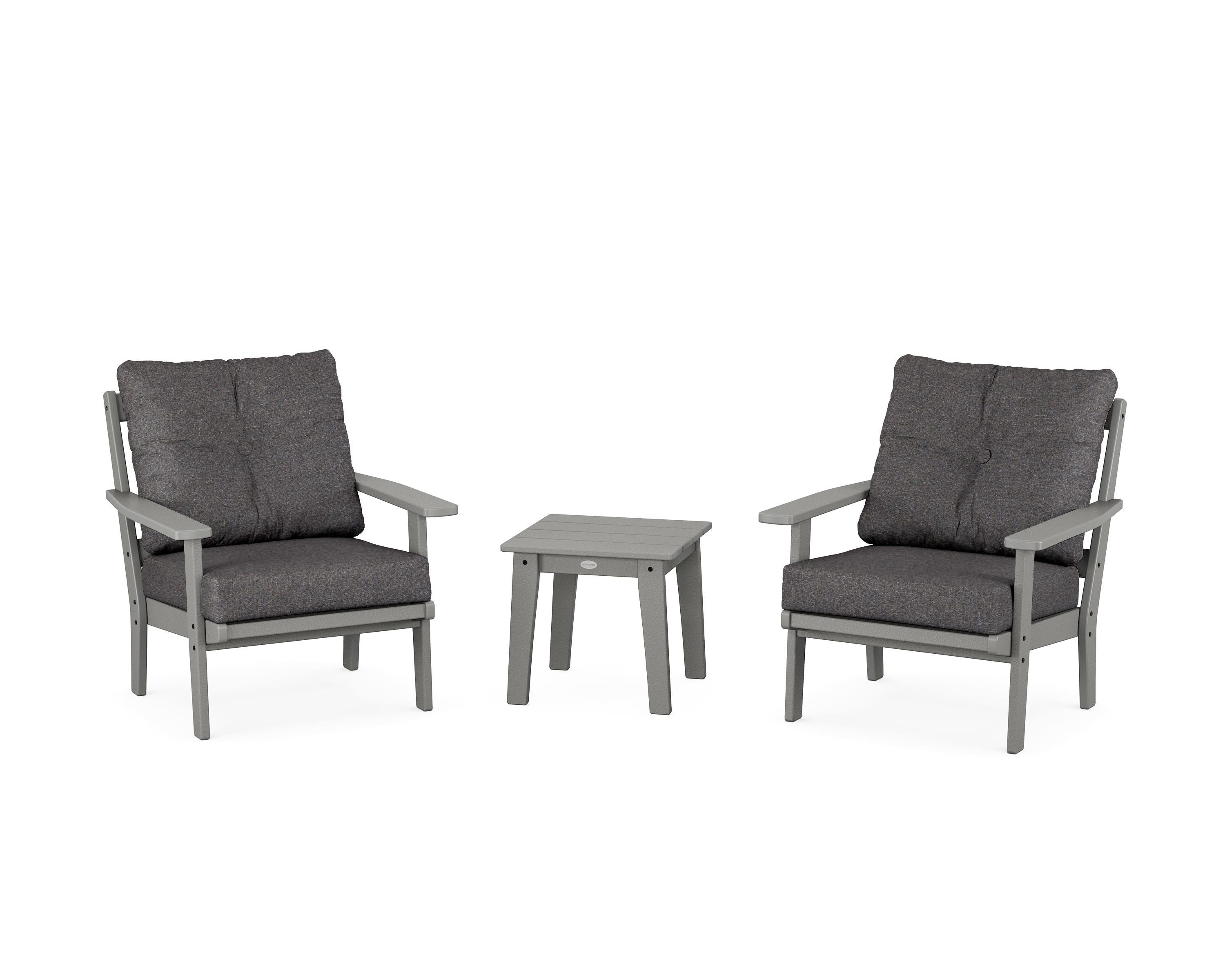 POLYWOOD Prairie 3-Piece Deep Seating Set in Slate Grey / Ash Charcoal