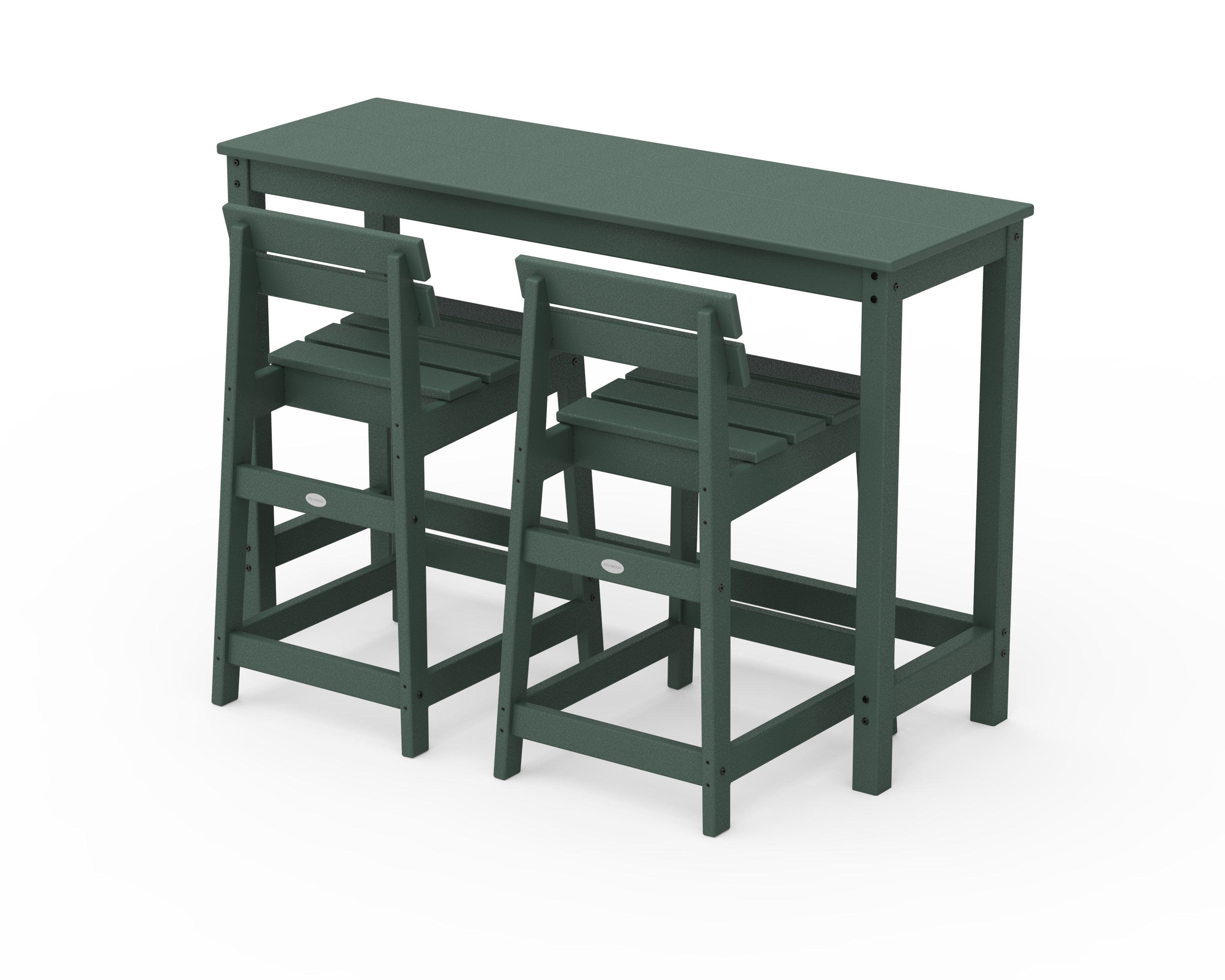 POLYWOOD Modern Studio Plaza Lowback Counter Chair 3-Piece Balcony Set in Green