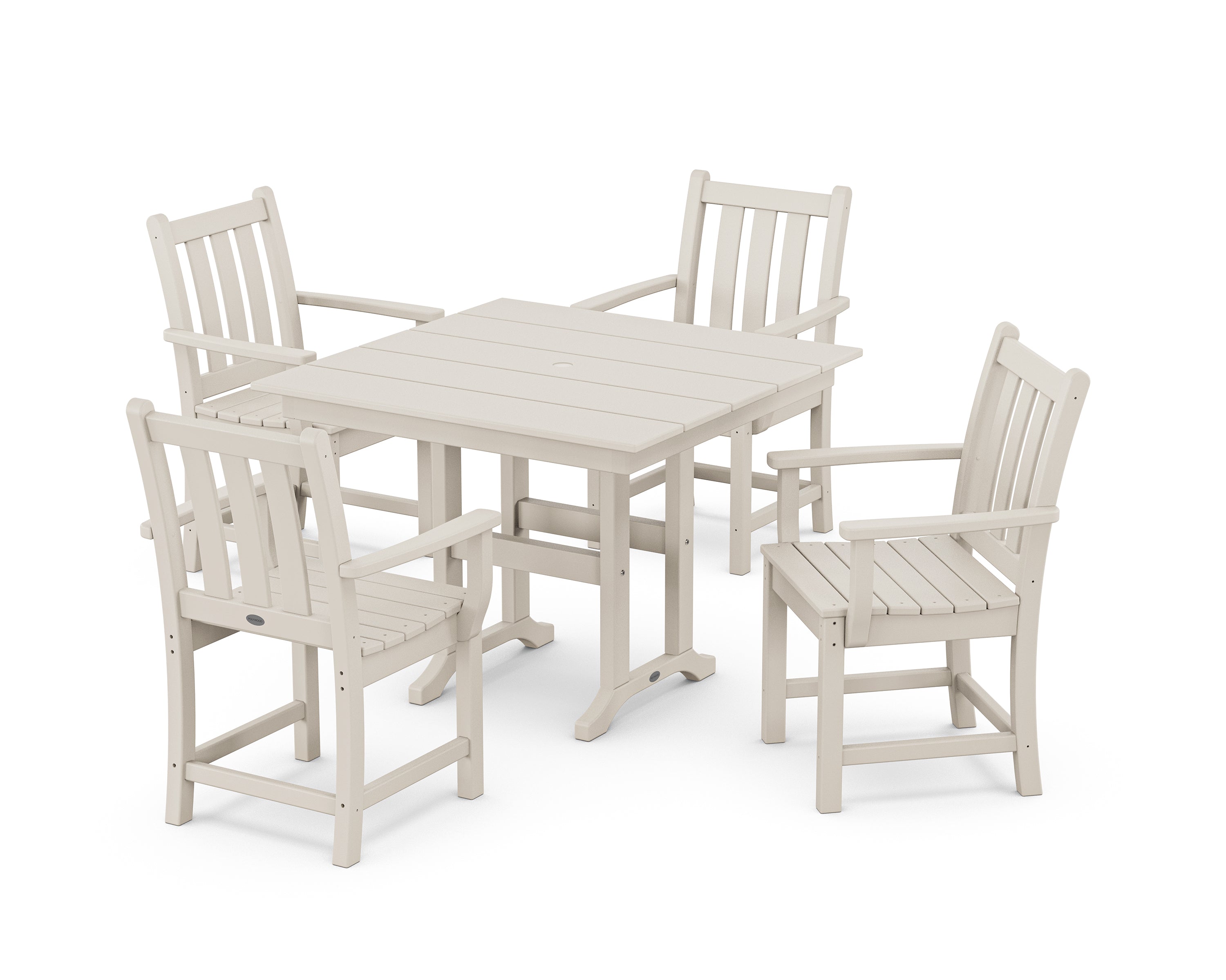 POLYWOOD Traditional Garden 5-Piece Farmhouse Dining Set in Sand
