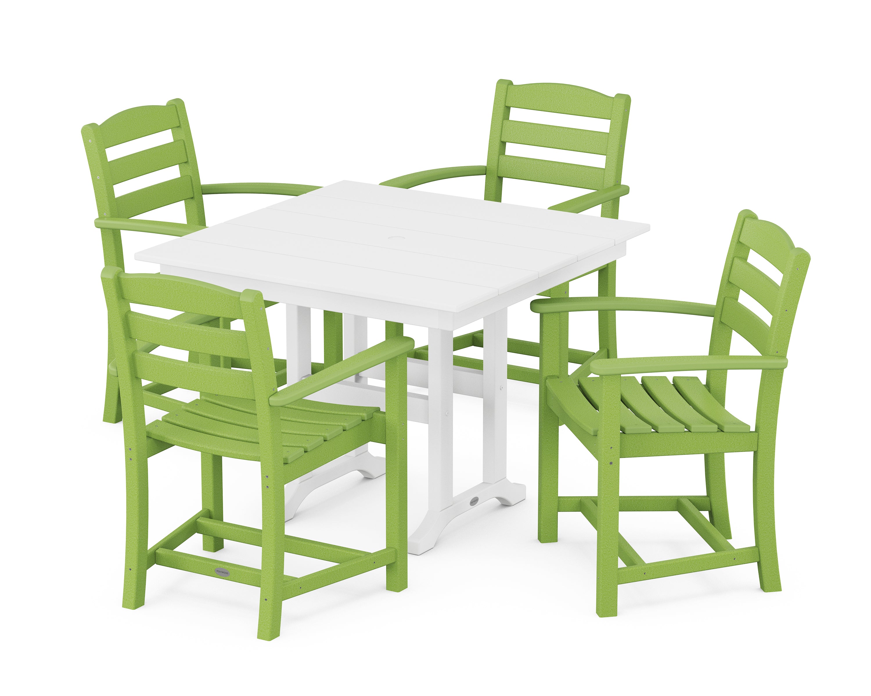 POLYWOOD La Casa Café 5-Piece Farmhouse Dining Set in Lime / White