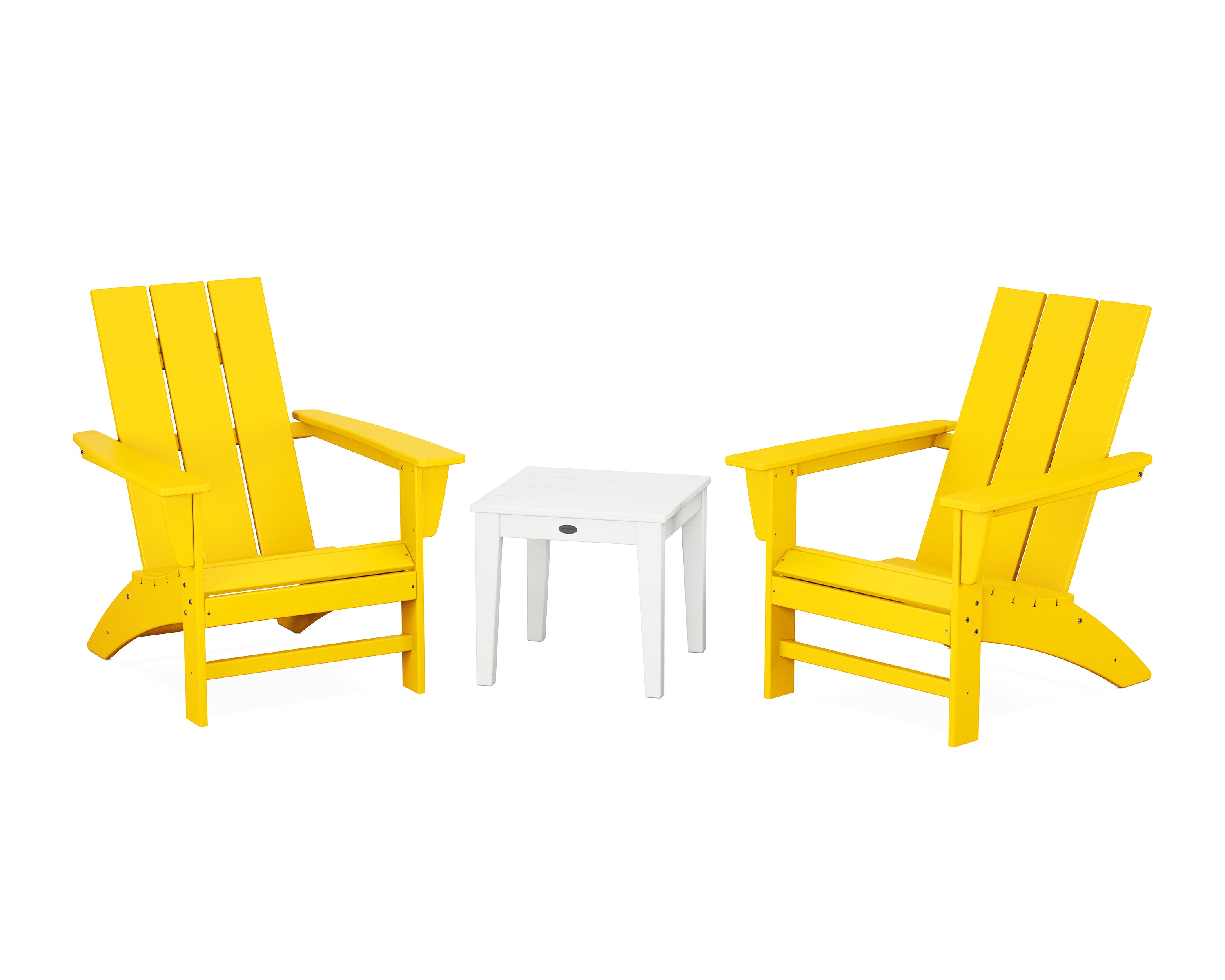 POLYWOOD Modern Adirondack 3-Piece Set in Lemon / White