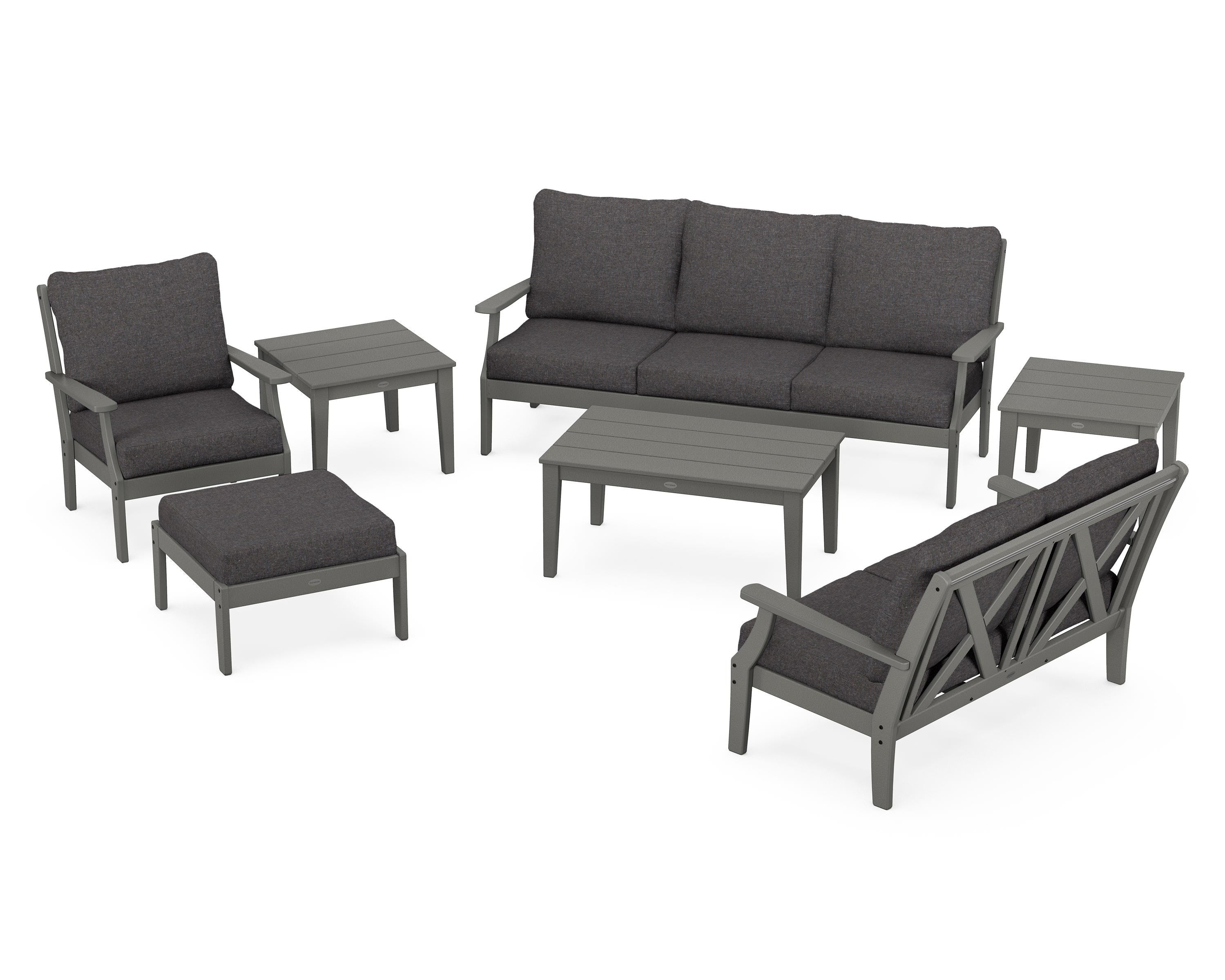 POLYWOOD Braxton 7-Piece Deep Seating Set in Slate Grey / Ash Charcoal
