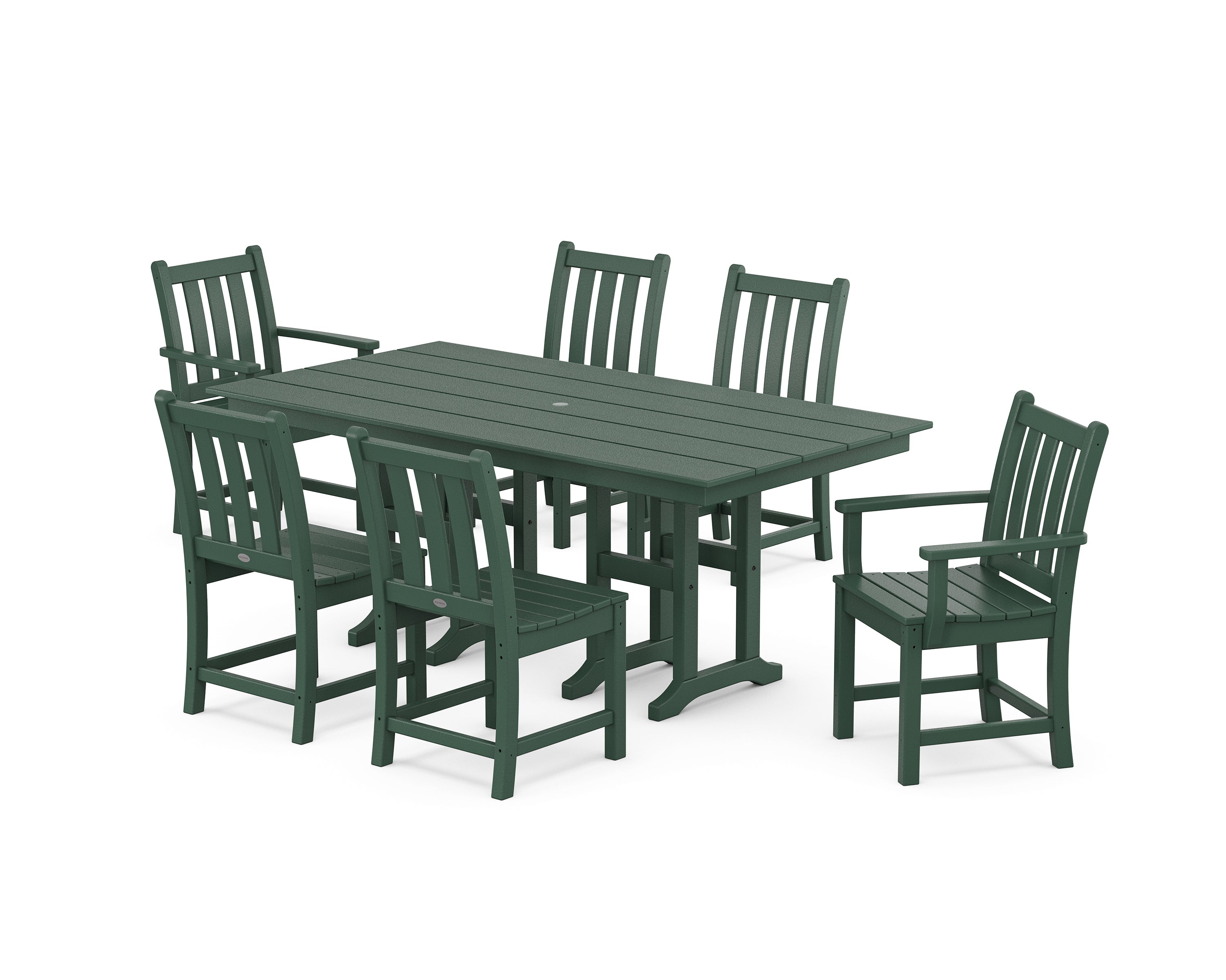 POLYWOOD Traditional Garden 7-Piece Farmhouse Dining Set in Green