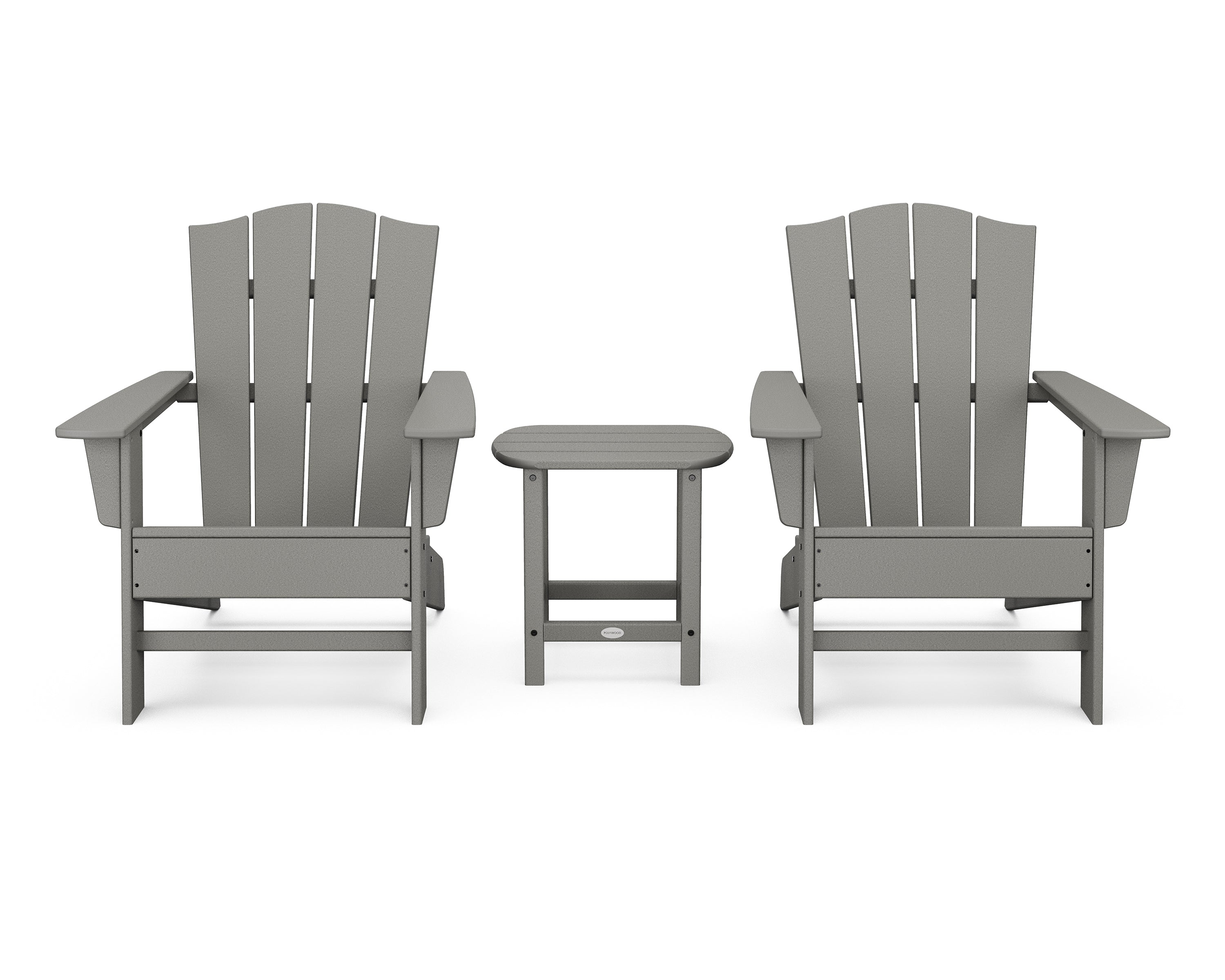 POLYWOOD® Wave 3-Piece Adirondack Chair Set with The Crest Chairs in Slate Grey