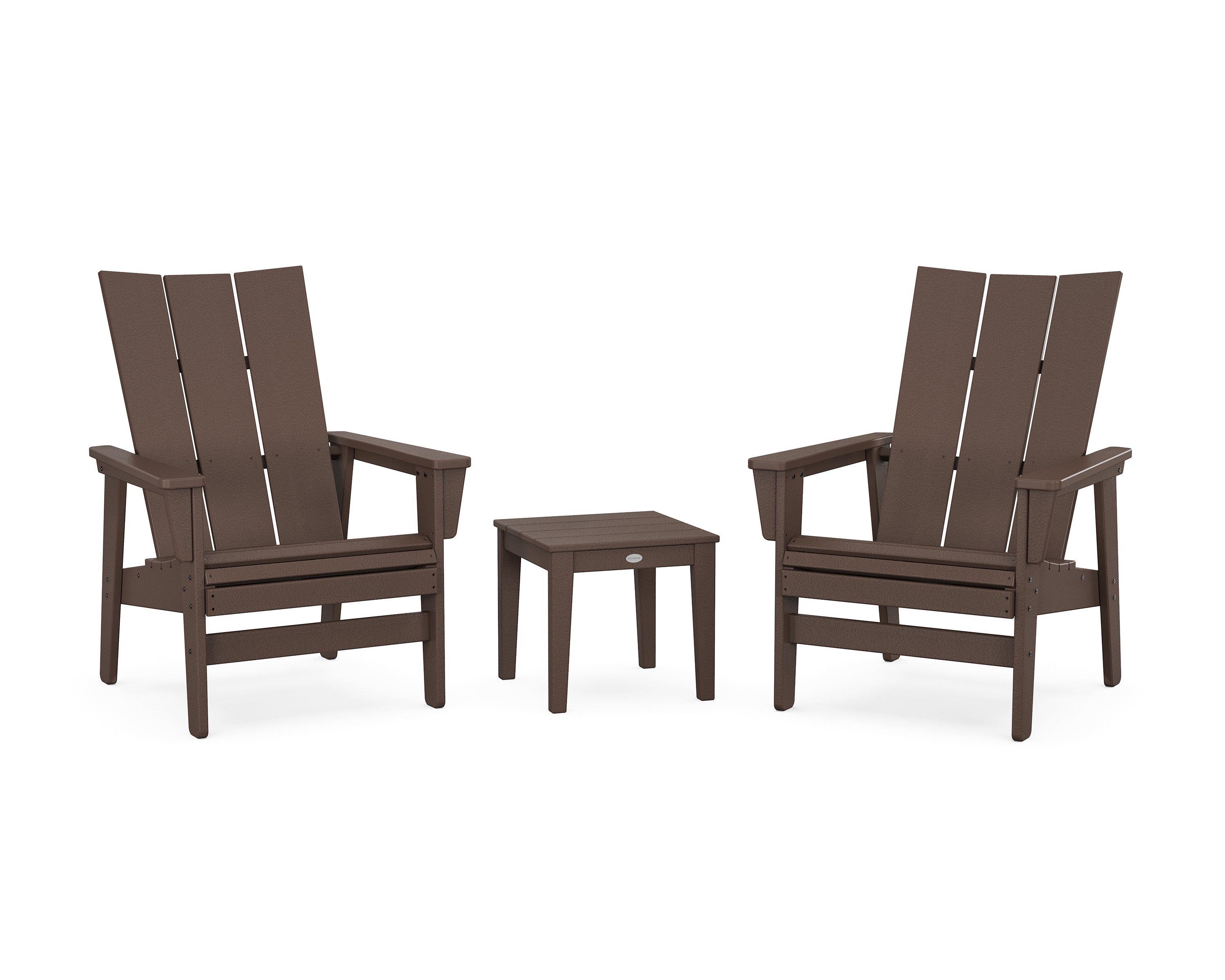 POLYWOOD 3-Piece Modern Grand Upright Adirondack Set in Mahogany