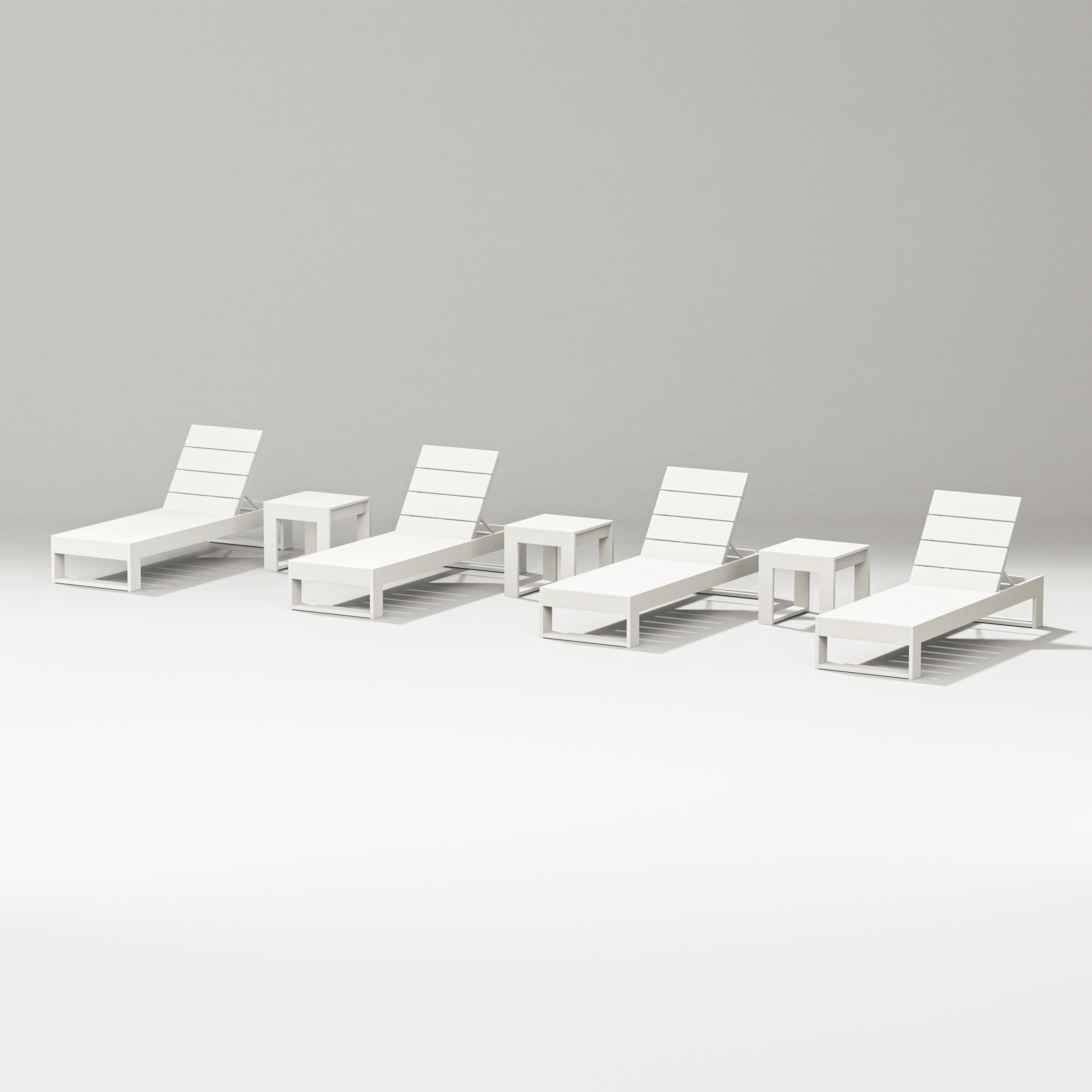 PW Designer Series Latitude 7-Piece Lounge Chaise Set in Vintage White