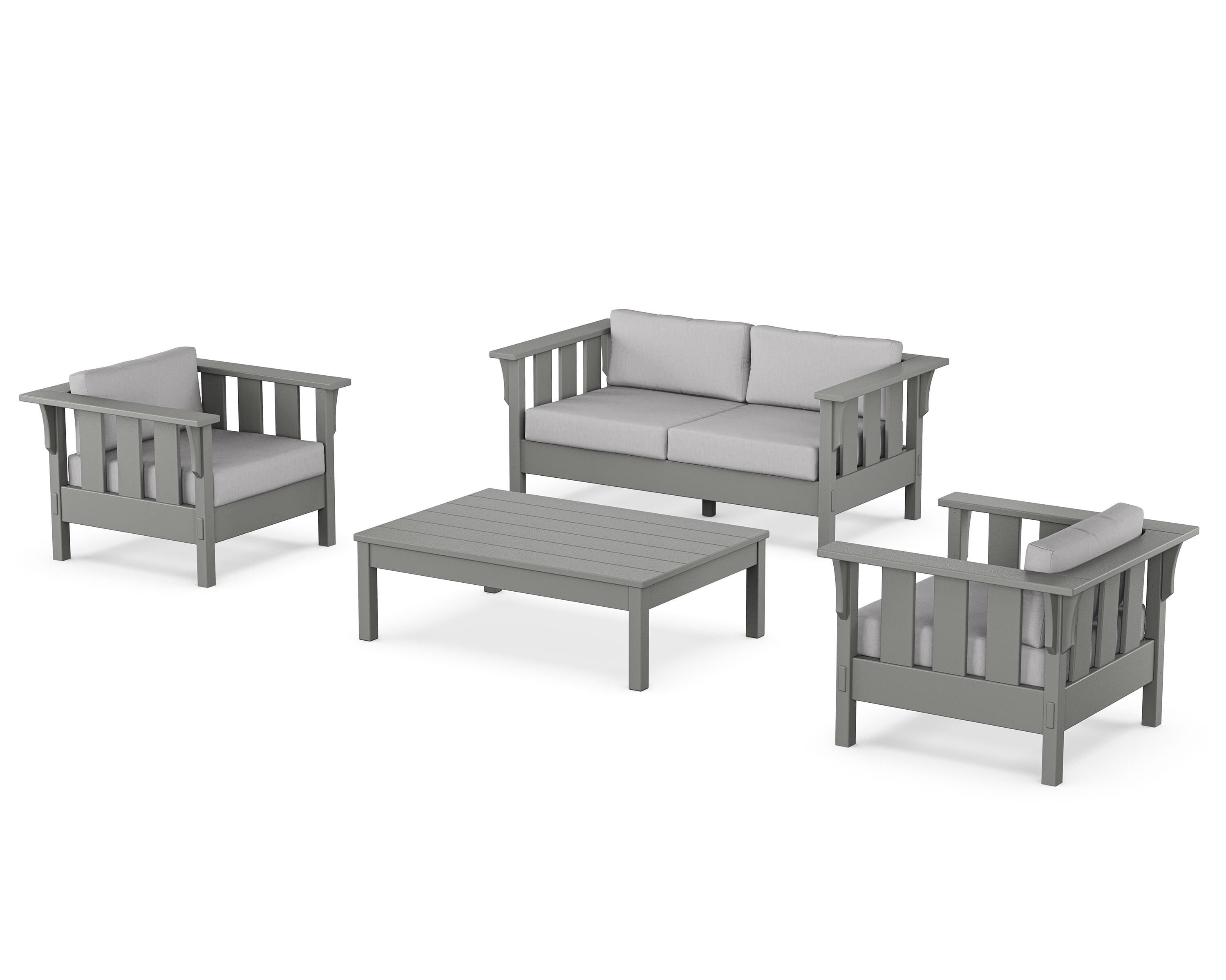 Martha Stewart by POLYWOOD Acadia 4-Piece Deep Seating Set with Loveseat in Slate Grey / Granite