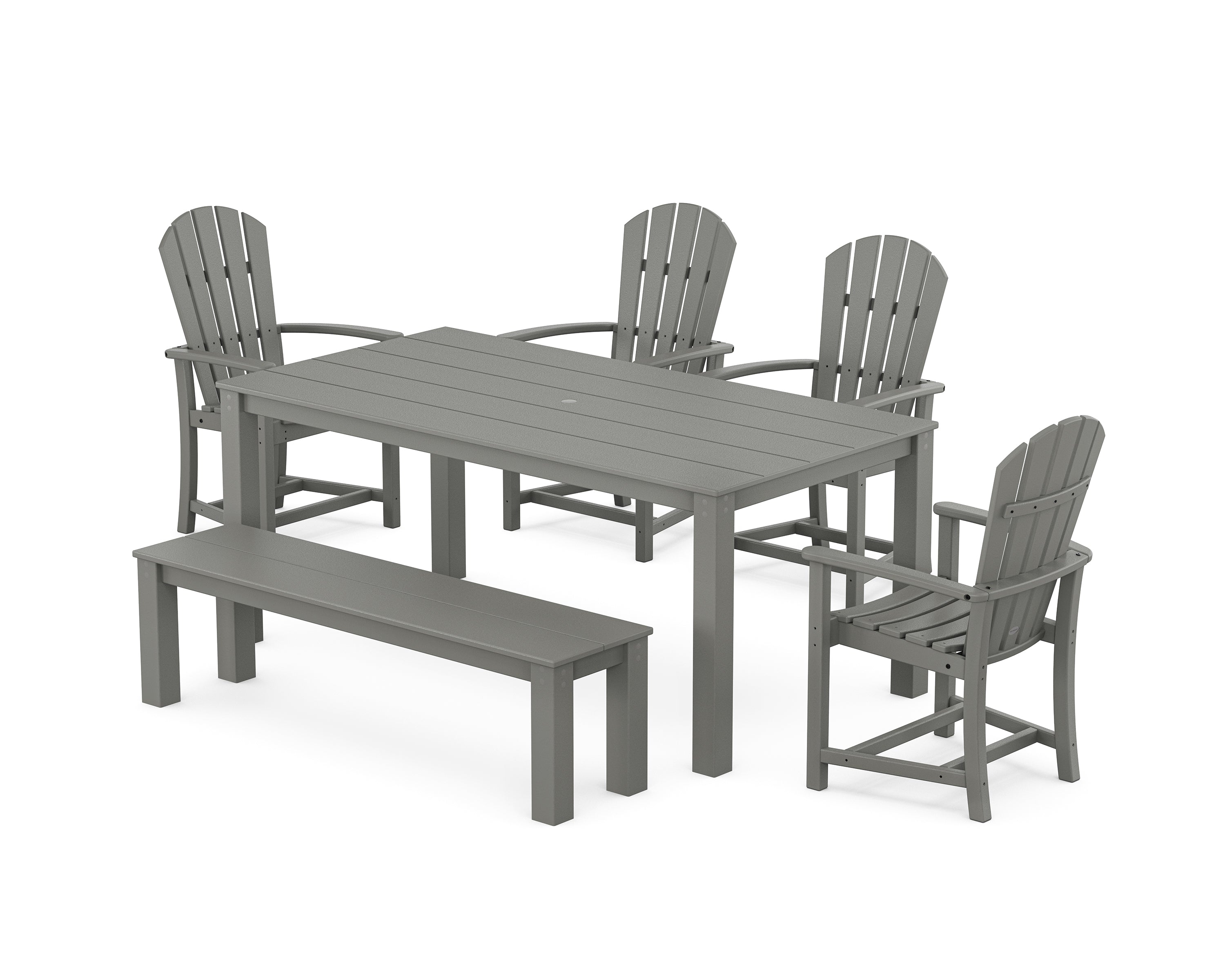 POLYWOOD Palm Coast 6-Piece Parsons Dining Set with Bench in Slate Grey