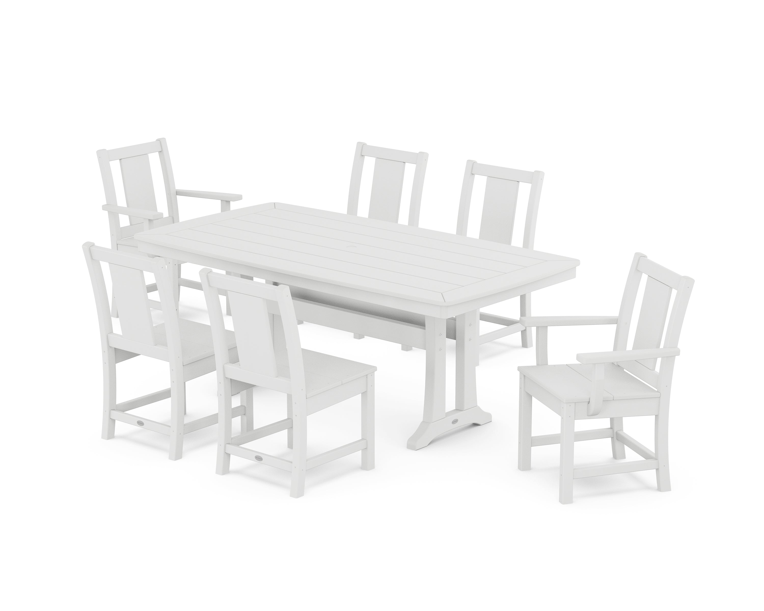 POLYWOOD Prairie 7-Piece Dining Set with Trestle Legs in White