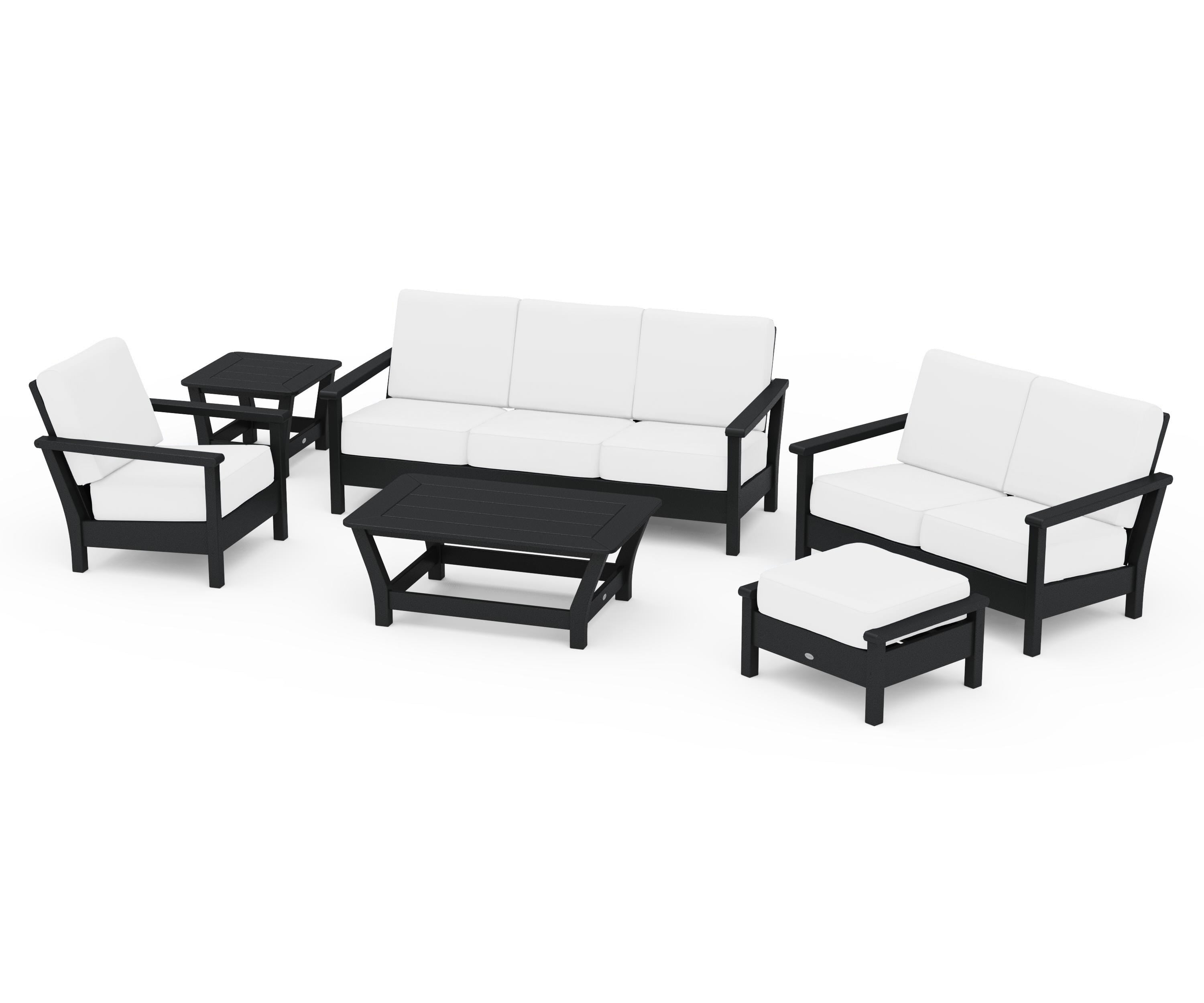 POLYWOOD Harbour 6-Piece Outdoor Living Set in Black / Natural