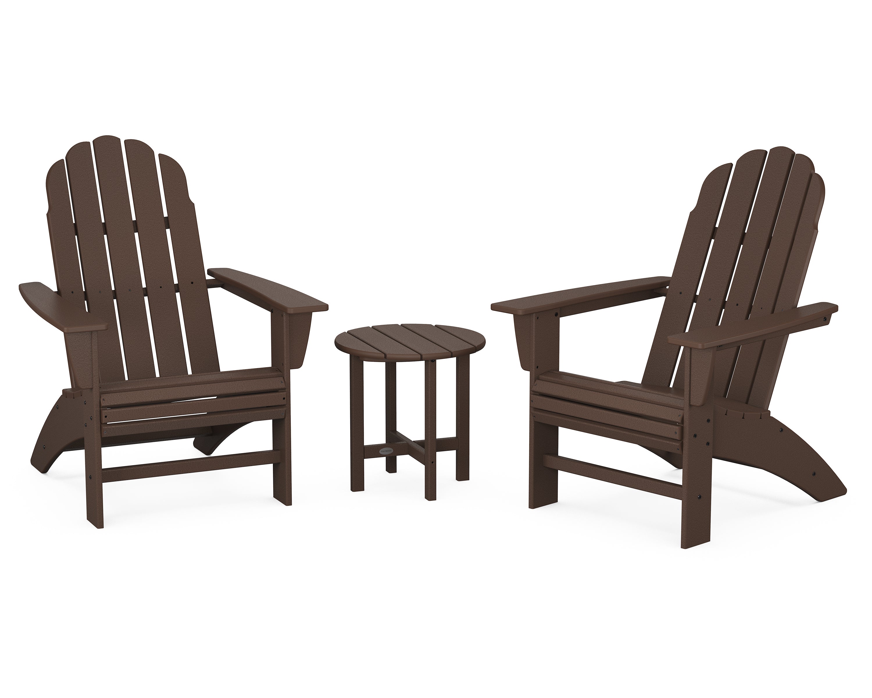 POLYWOOD Vineyard 3-Piece Curveback Adirondack Set in Mahogany