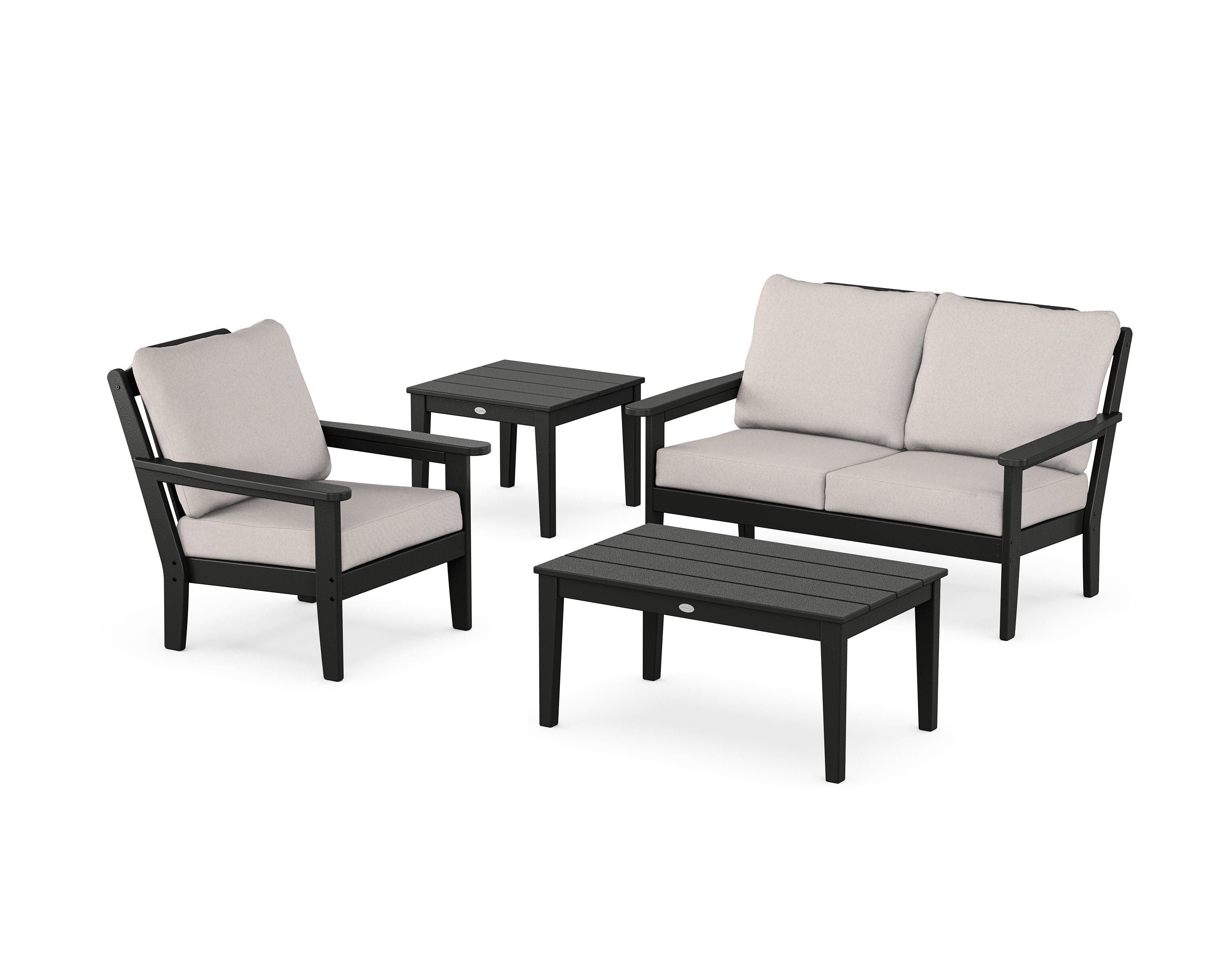 Country Living Wovendale 4-Piece Deep Seating Set in Black / Dune Burlap