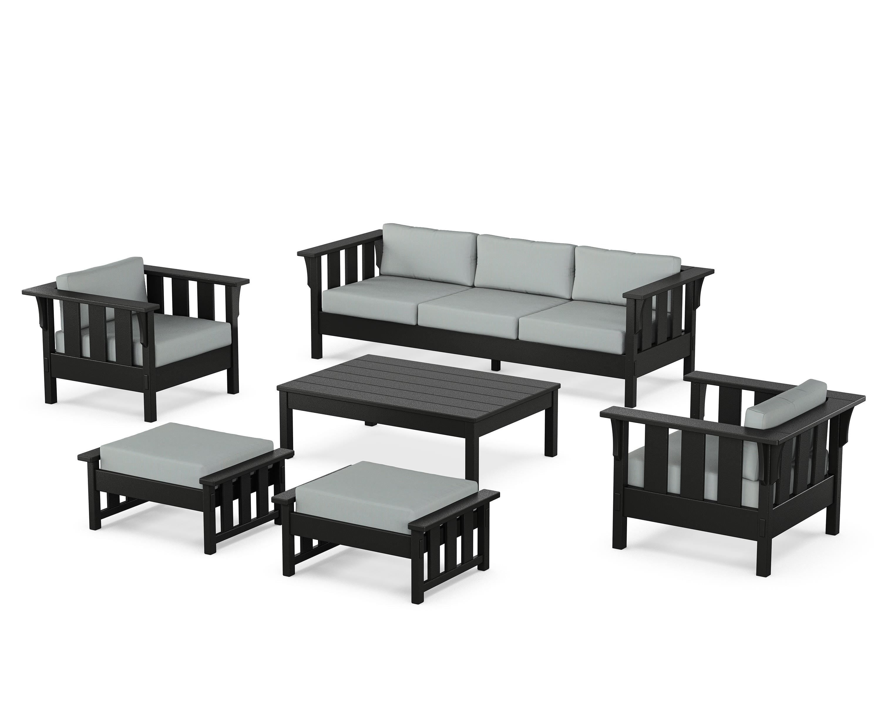 Martha Stewart by POLYWOOD Acadia 6-Piece Lounge Sofa Set in Black / Spa