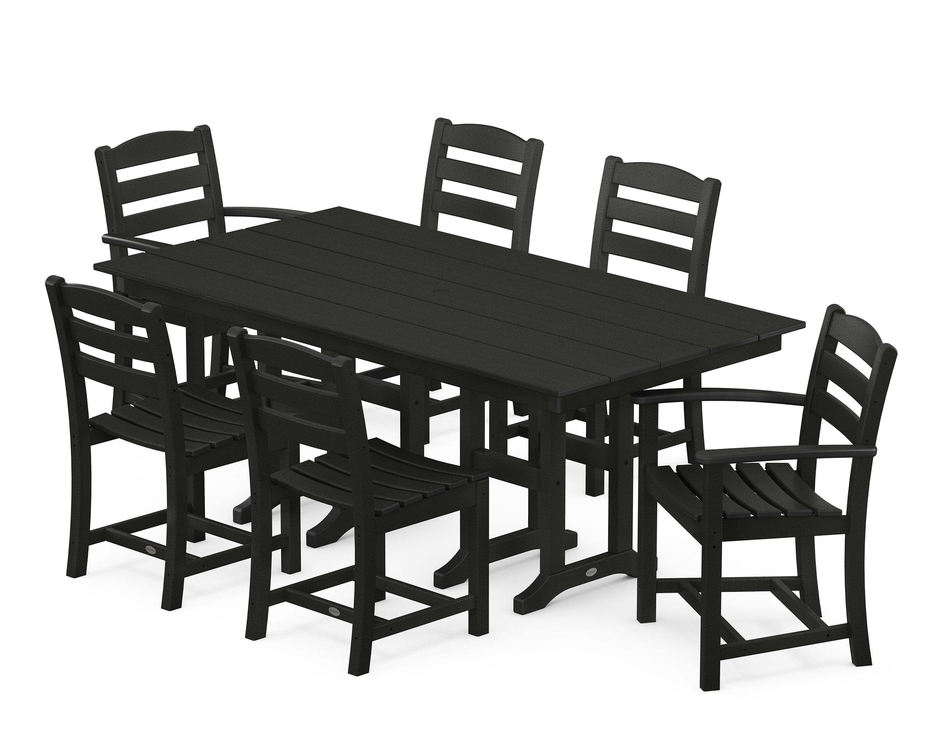 POLYWOOD La Casa Café 7-Piece Farmhouse Dining Set in Black
