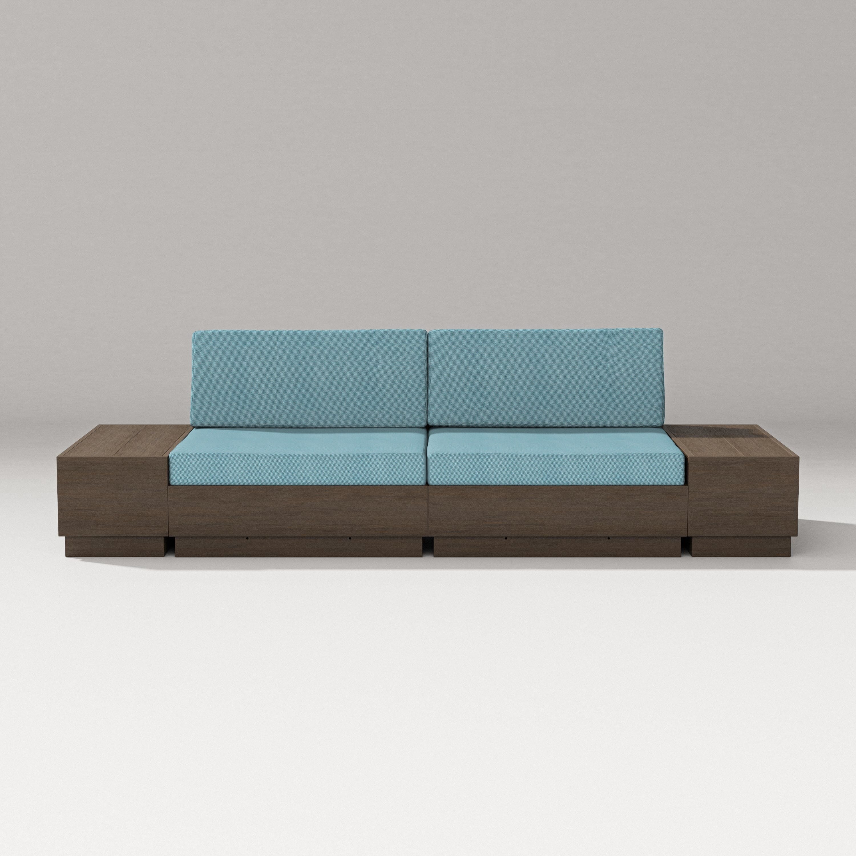 PW Designer Series Elevate 4-Piece Loveseat Sectional in Kona / Lattice Sky Blue