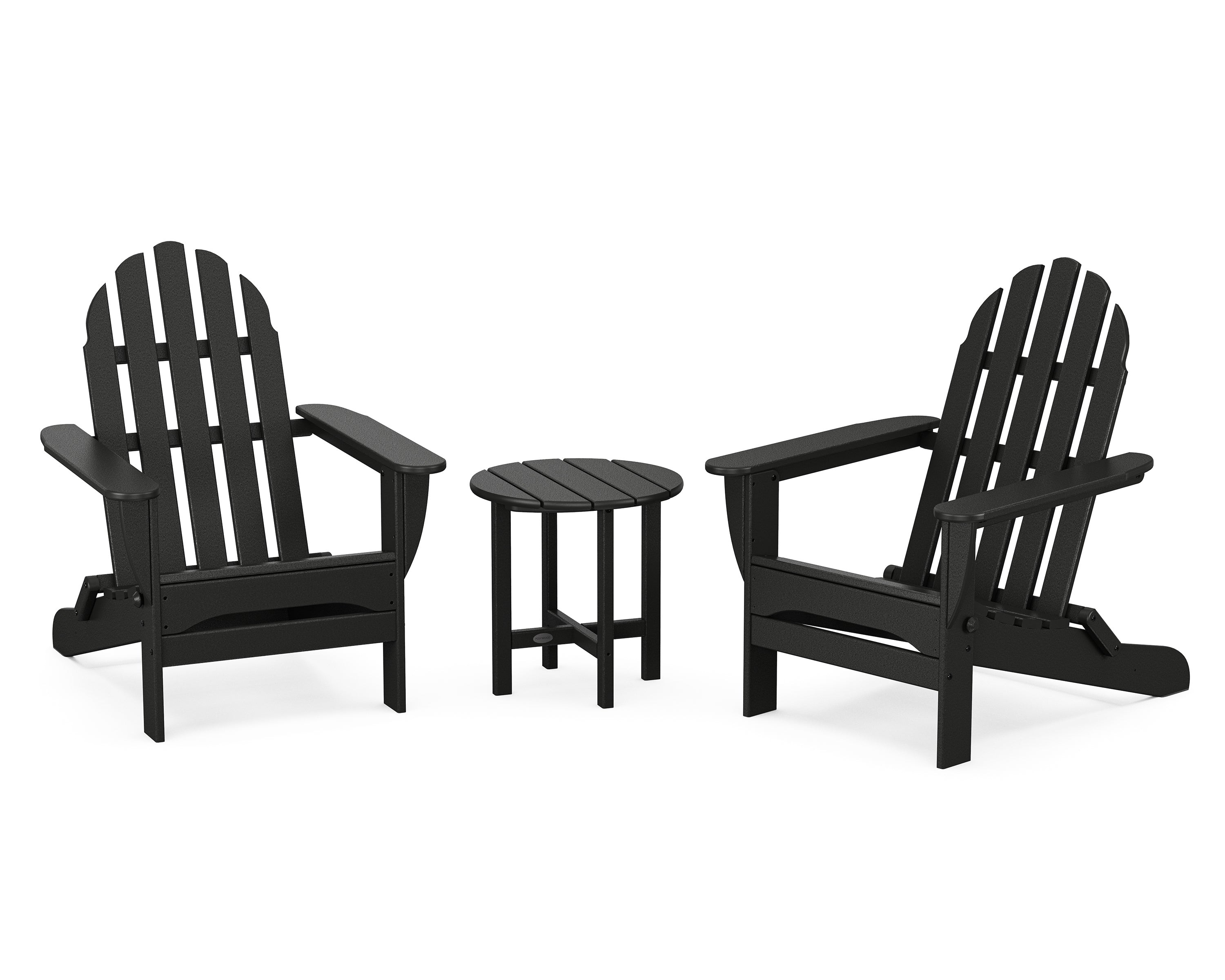 POLYWOOD® Classic Folding Adirondack 3-Piece Set in Black