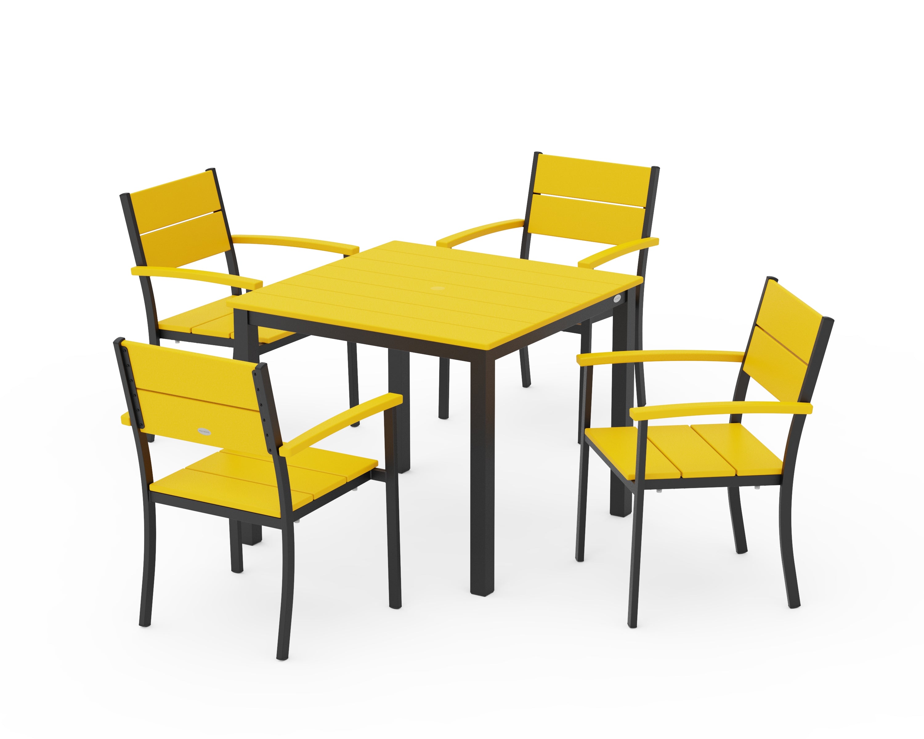 POLYWOOD Main Street 5-Piece Dining Set in Black / Lemon