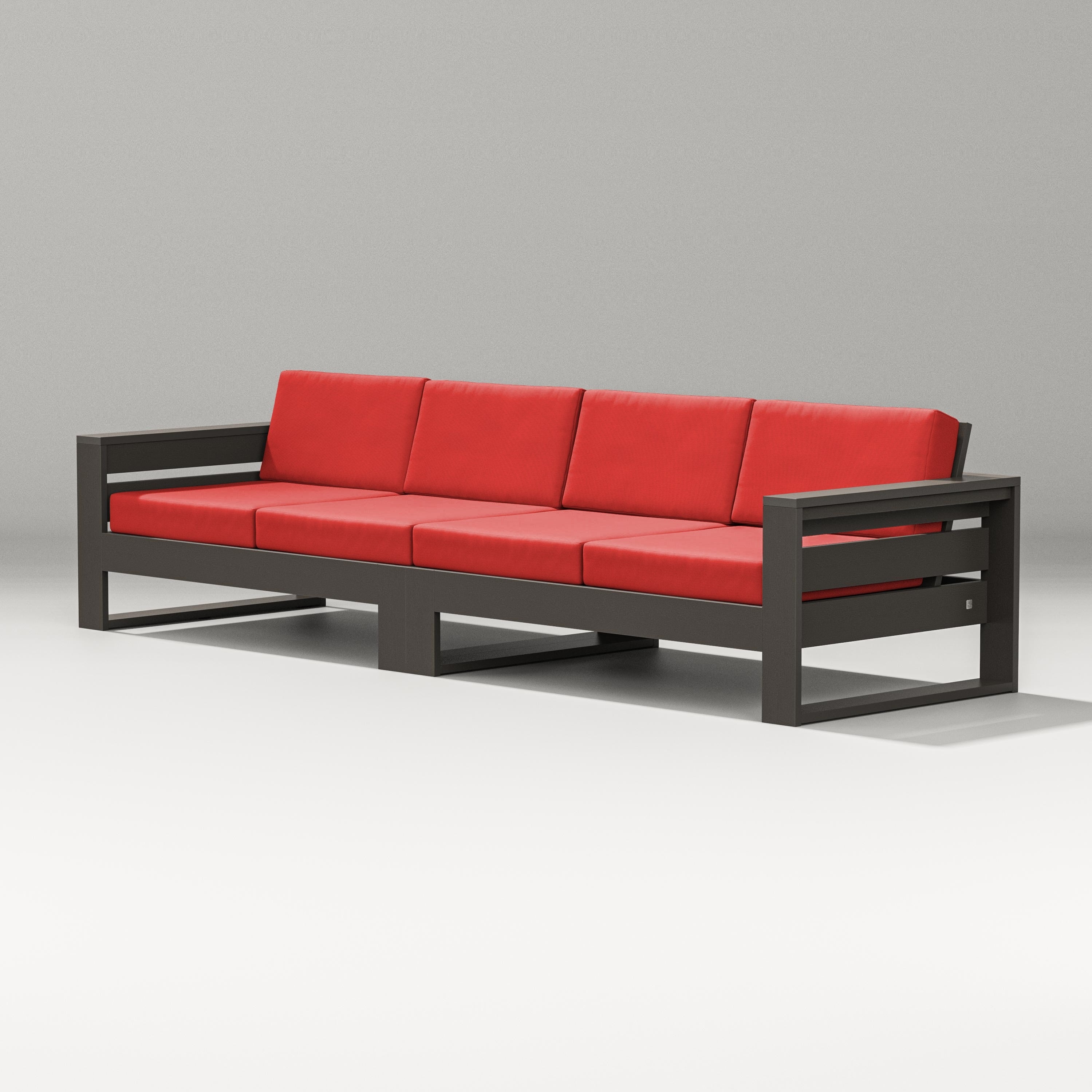 PW Designer Series Latitude Straight Sectional in Vintage Coffee / Crimson Linen