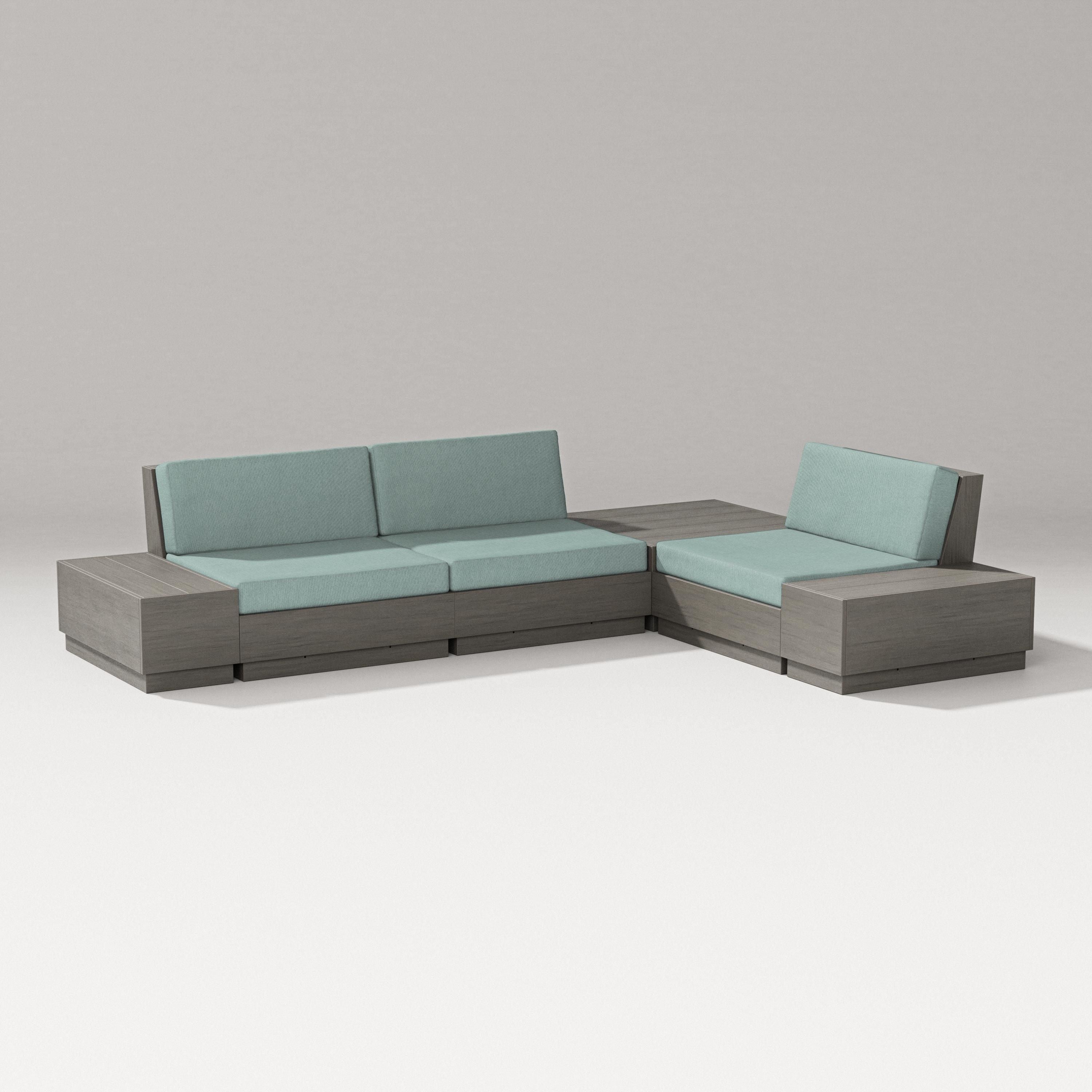 PW Designer Series Elevate 6-Piece Corner Sectional in Driftwood / Glacier Spa